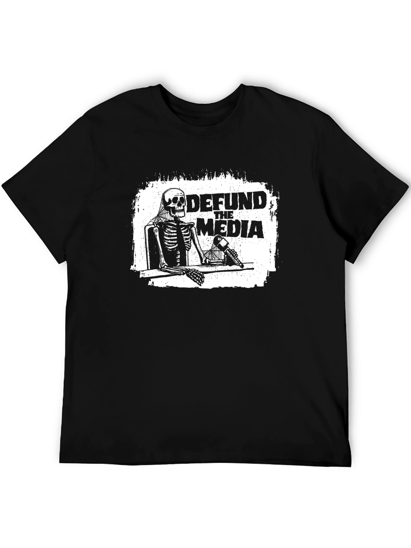Defund The Media Skeleton Graphic T-Shirt