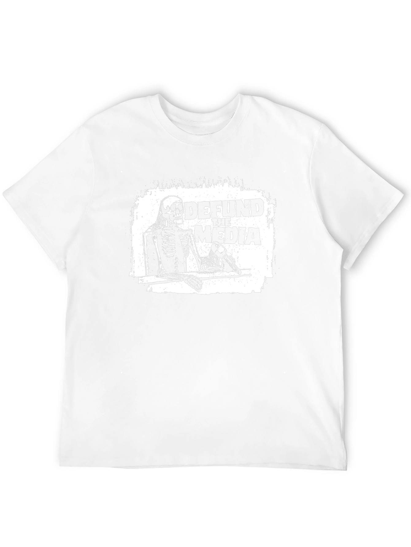 Defund The Media Skeleton Graphic T-Shirt