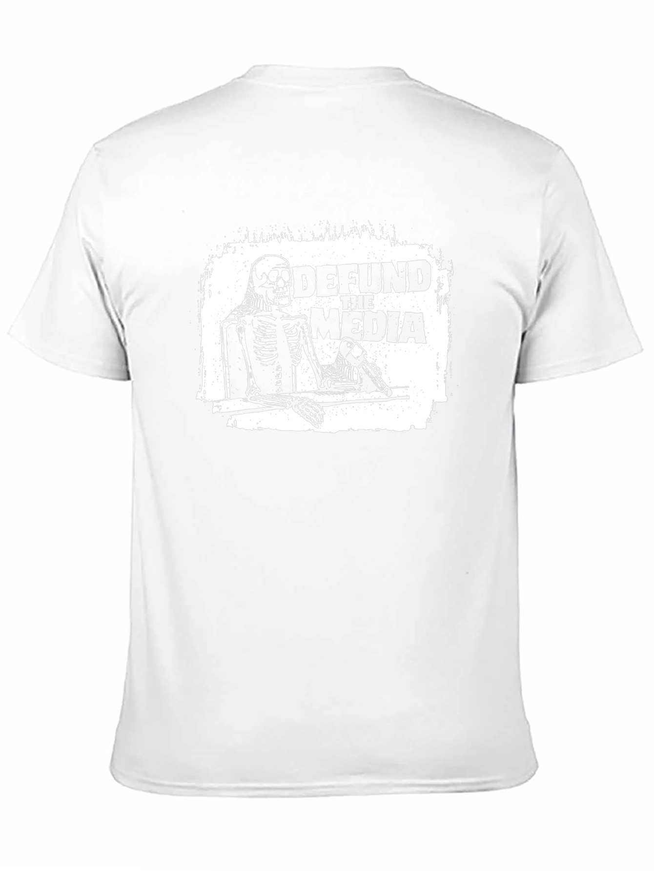 Defund The Media Skeleton Graphic T-Shirt