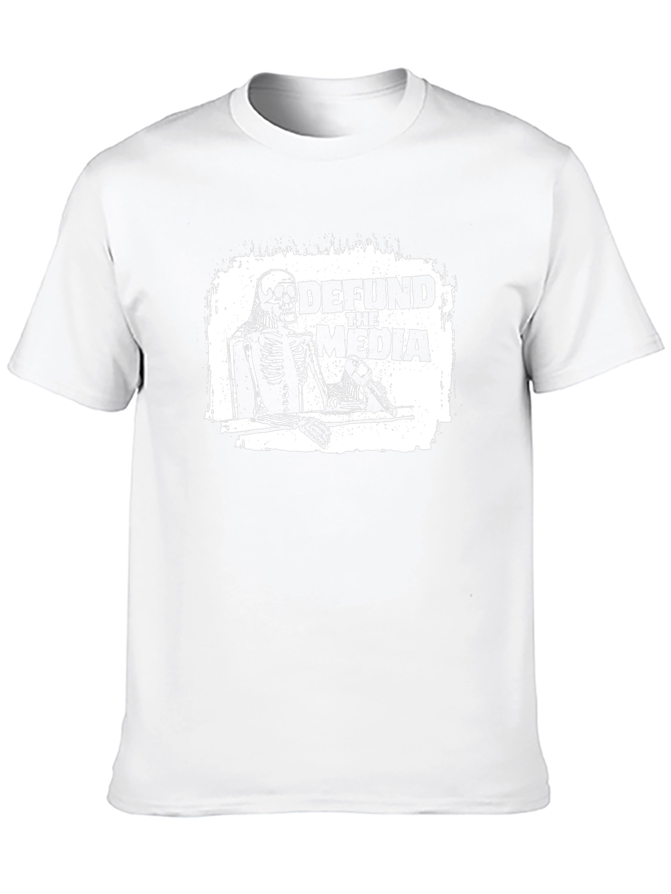 Defund The Media Skeleton Graphic T-Shirt
