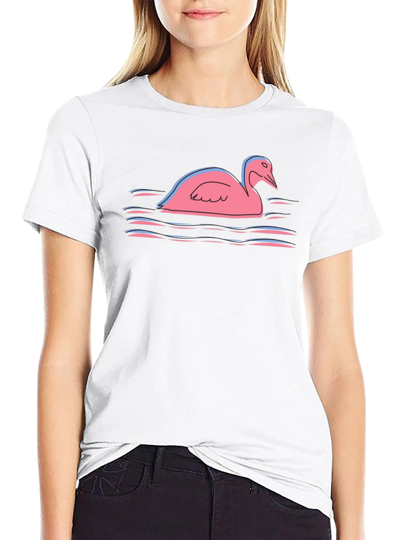 Pink Swan Graphic Tee - Unique Bird Lover Gift