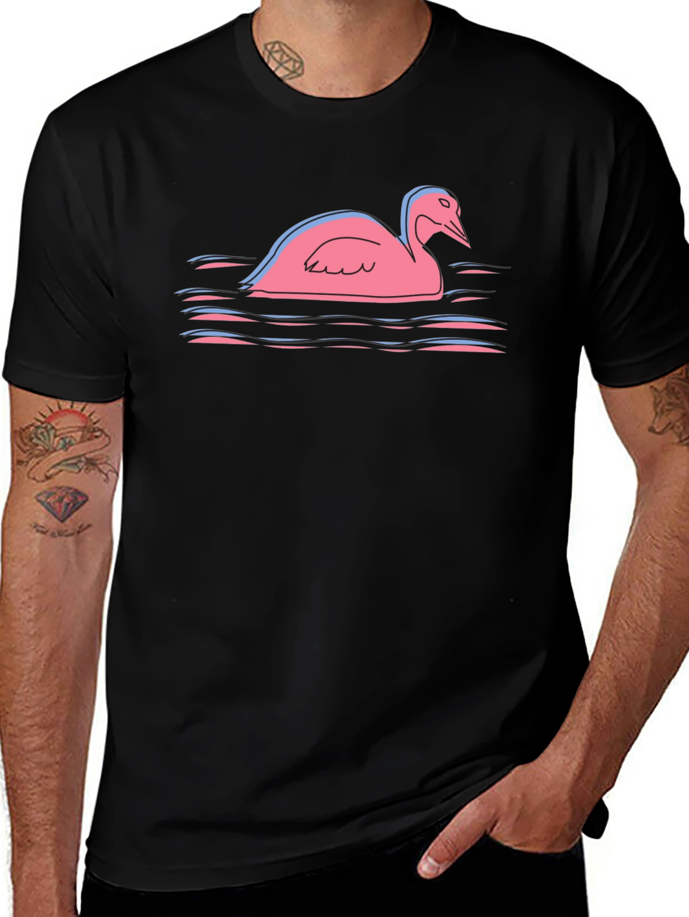 Pink Swan Graphic Tee - Unique Bird Lover Gift