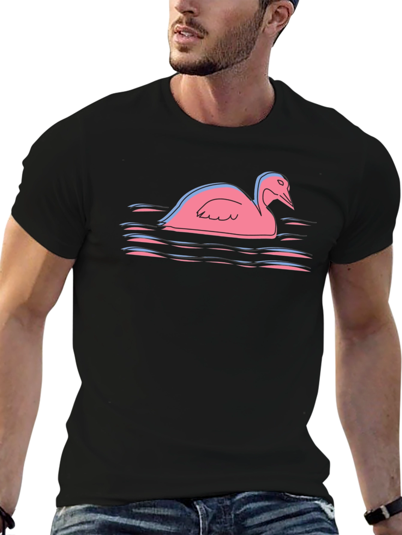 Pink Swan Graphic Tee - Unique Bird Lover Gift