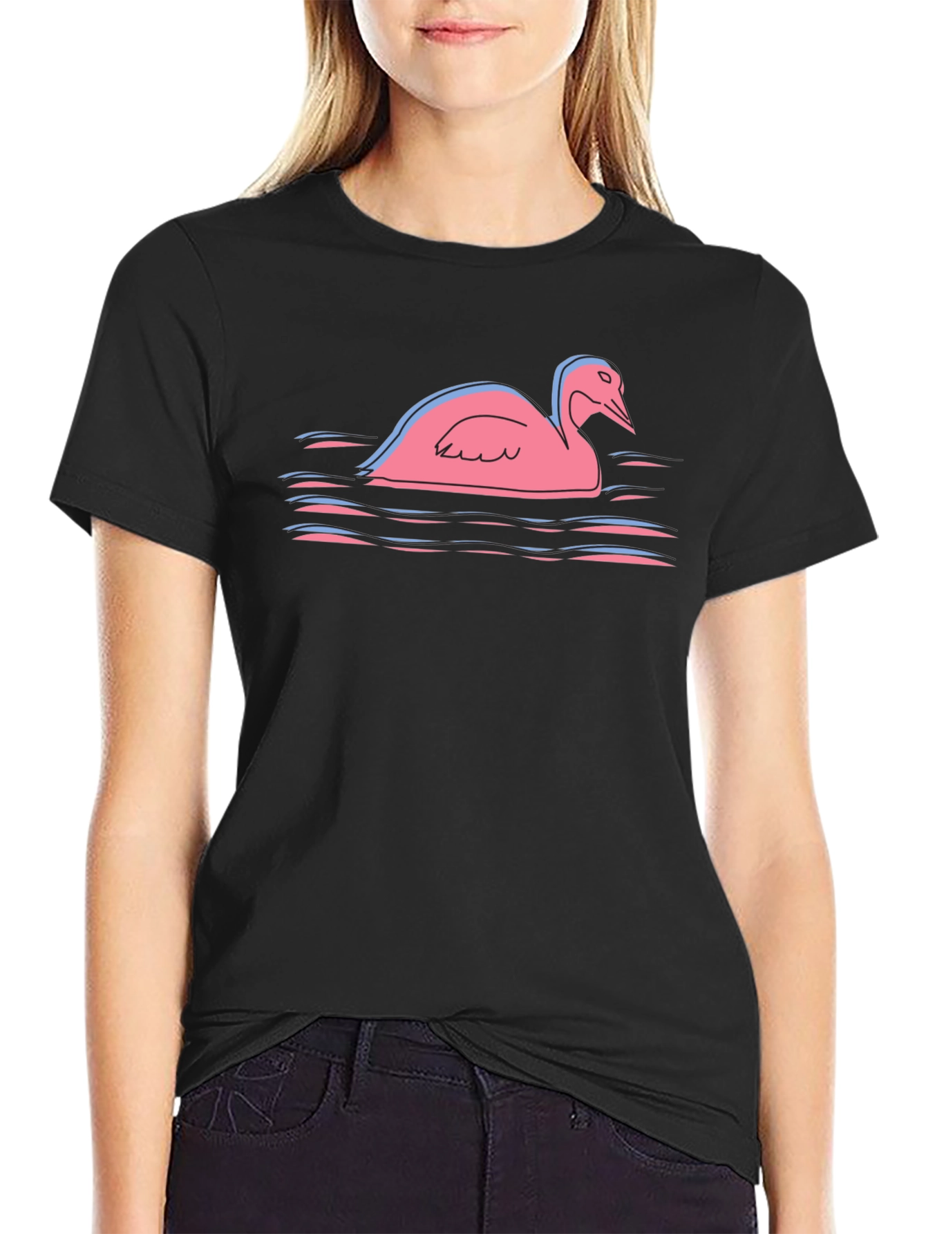 Pink Swan Graphic Tee - Unique Bird Lover Gift