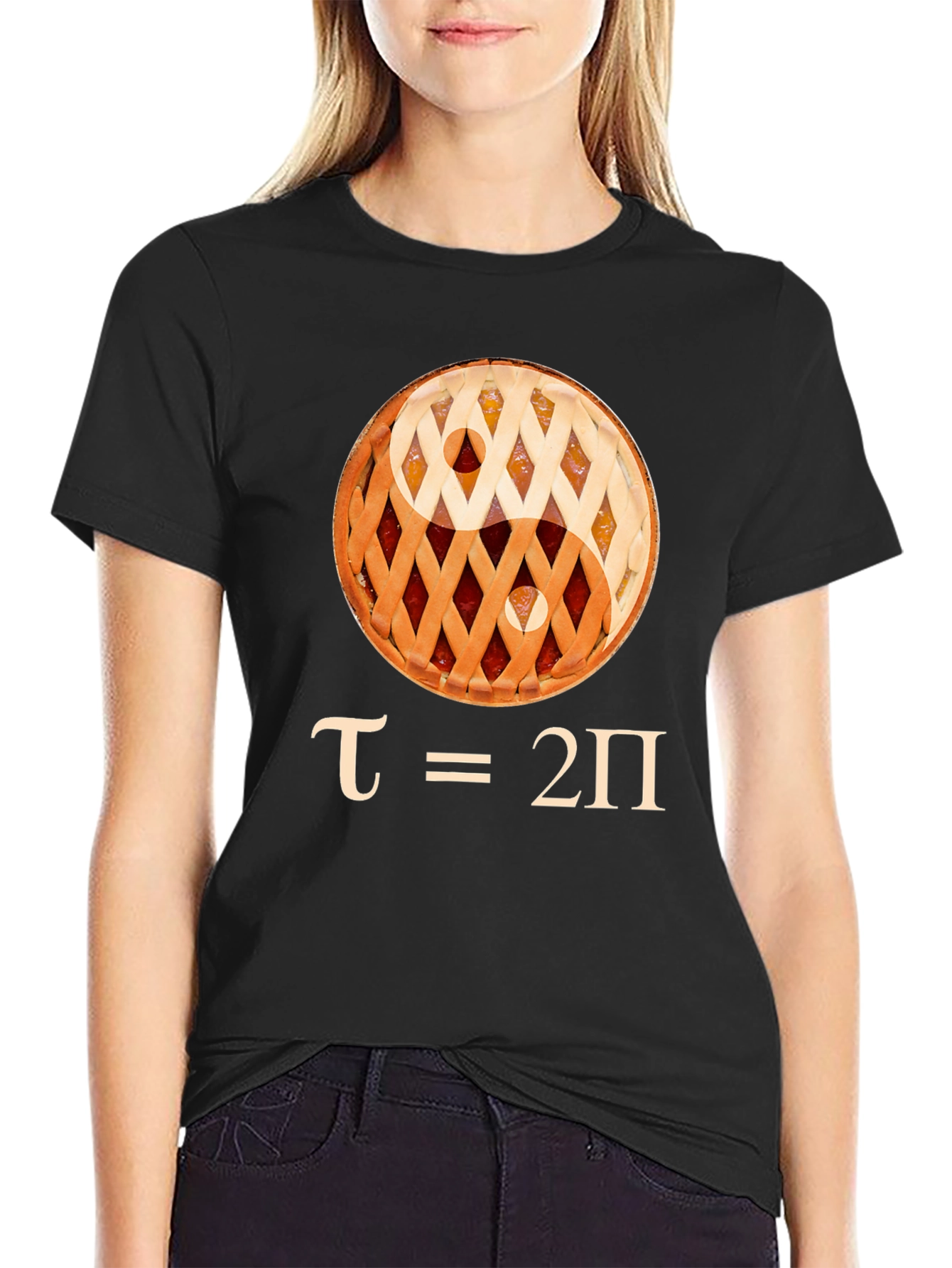 Yin Yang Pie Tau Math Black T-Shirt