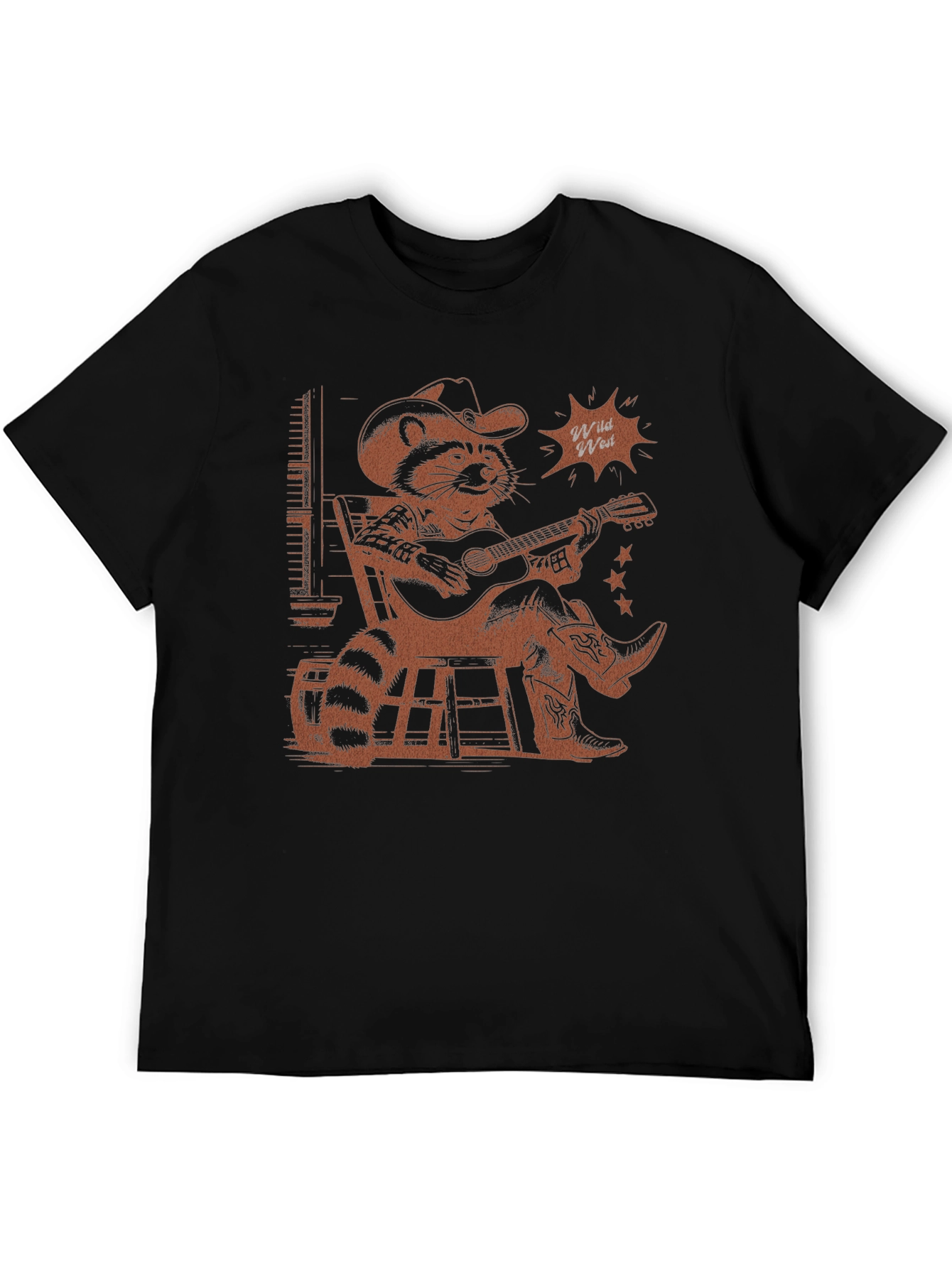 Wild West Raccoon Graphic T-Shirt - Cowboy Style