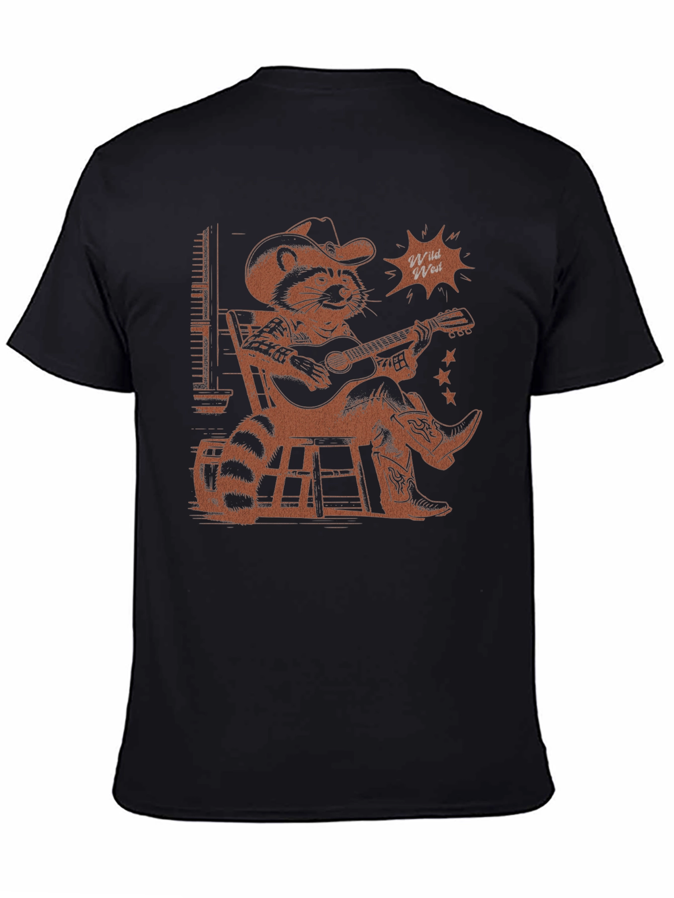 Wild West Raccoon Graphic T-Shirt - Cowboy Style