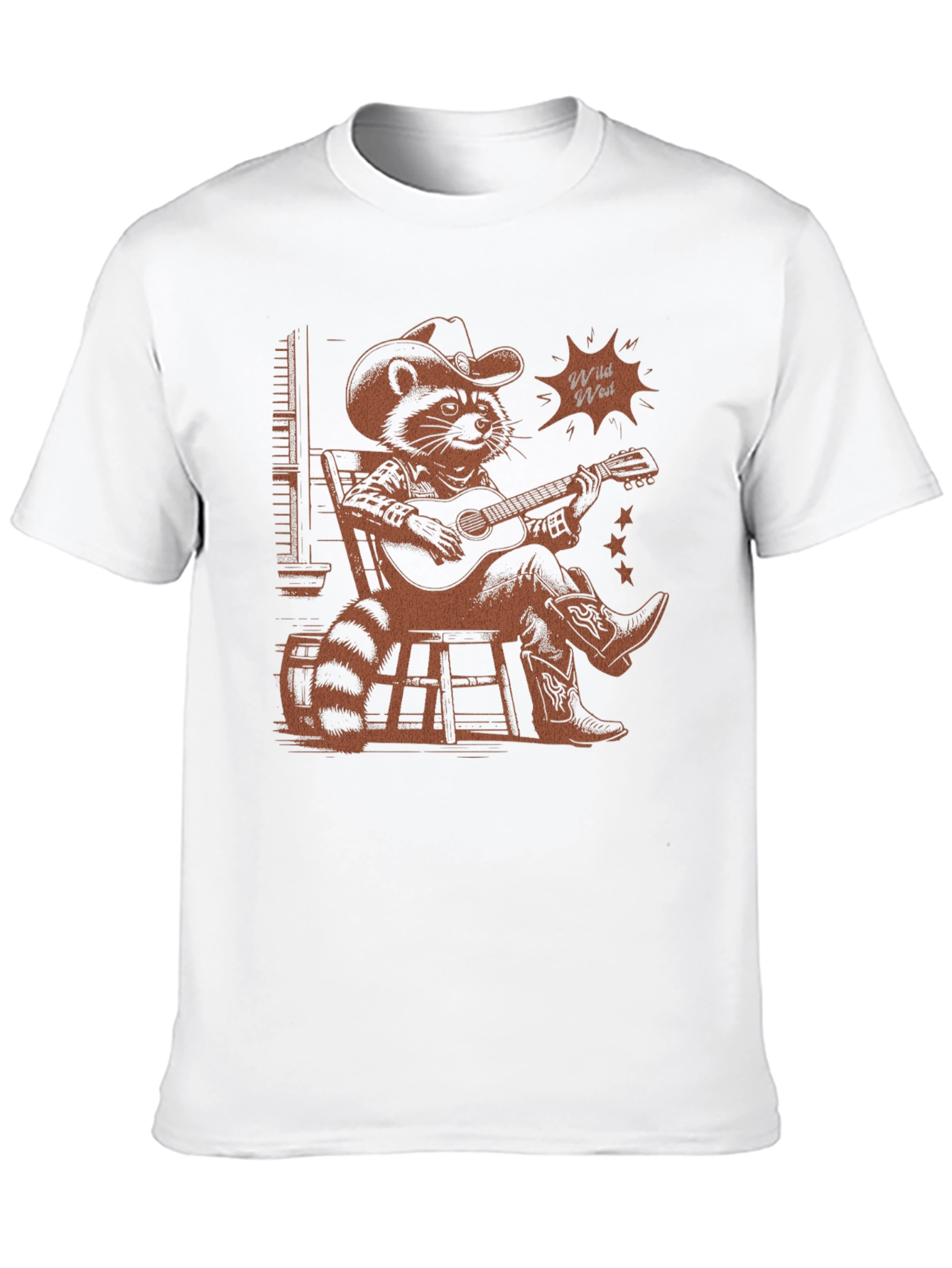 Wild West Raccoon Graphic T-Shirt - Cowboy Style