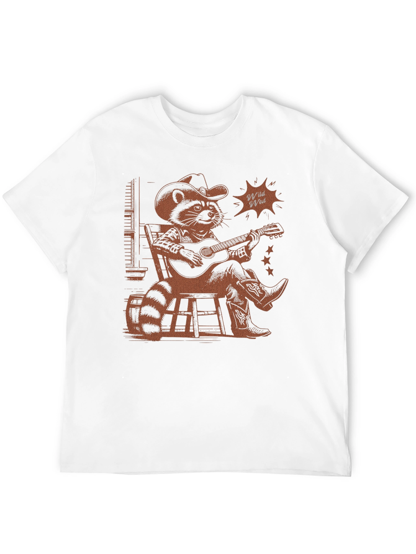Wild West Raccoon Graphic T-Shirt - Cowboy Style