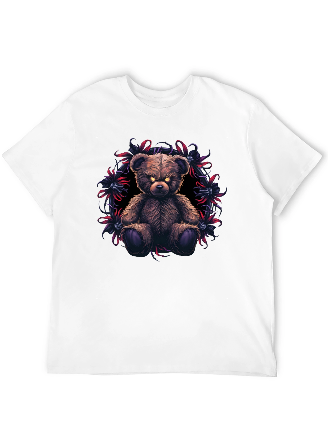Mens Black T-Shirt with Evil Teddy Bear Graphic
