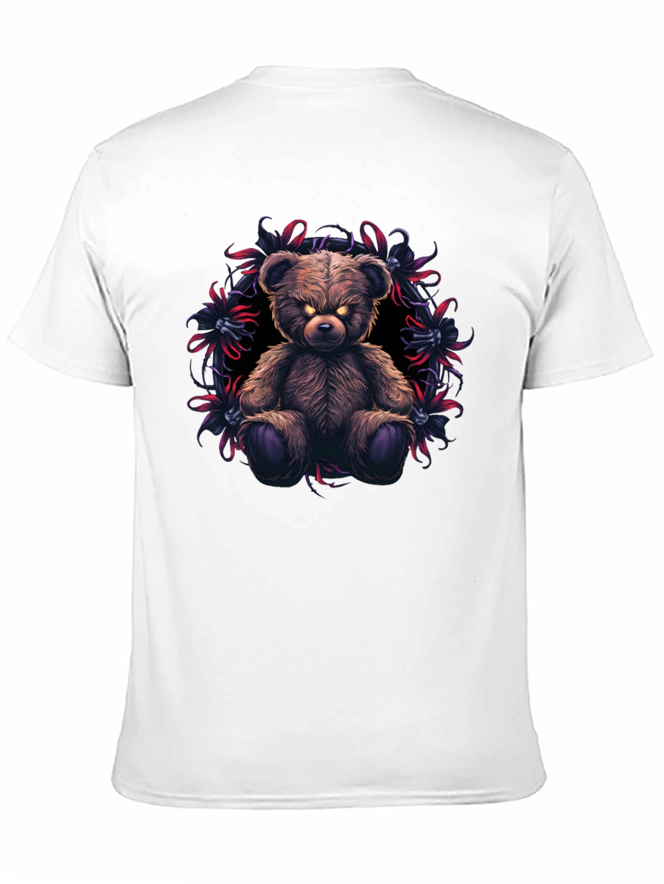 Mens Black T-Shirt with Evil Teddy Bear Graphic
