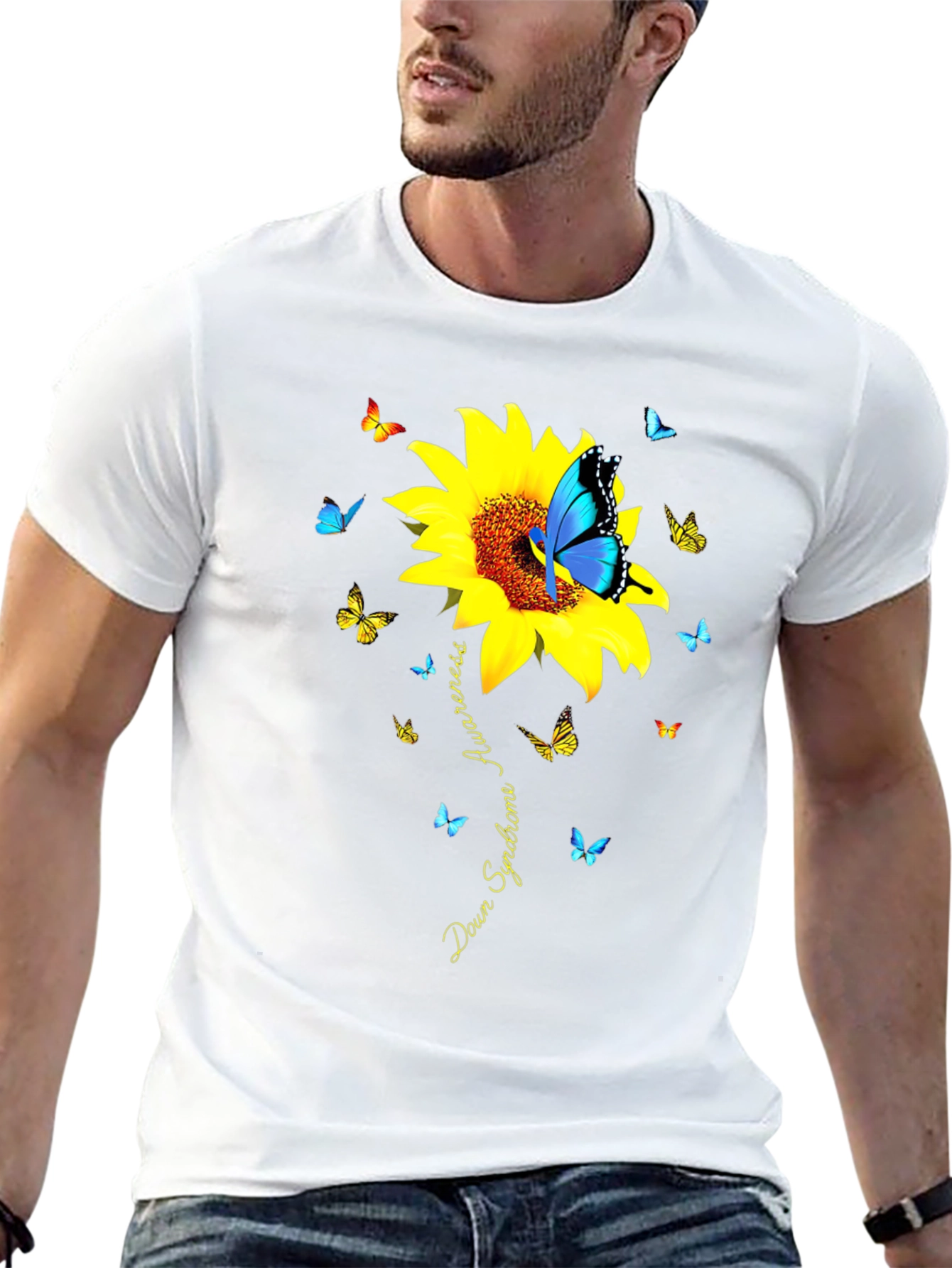 Down Syndrome Awareness Sunflower Butterfly T-Shirt