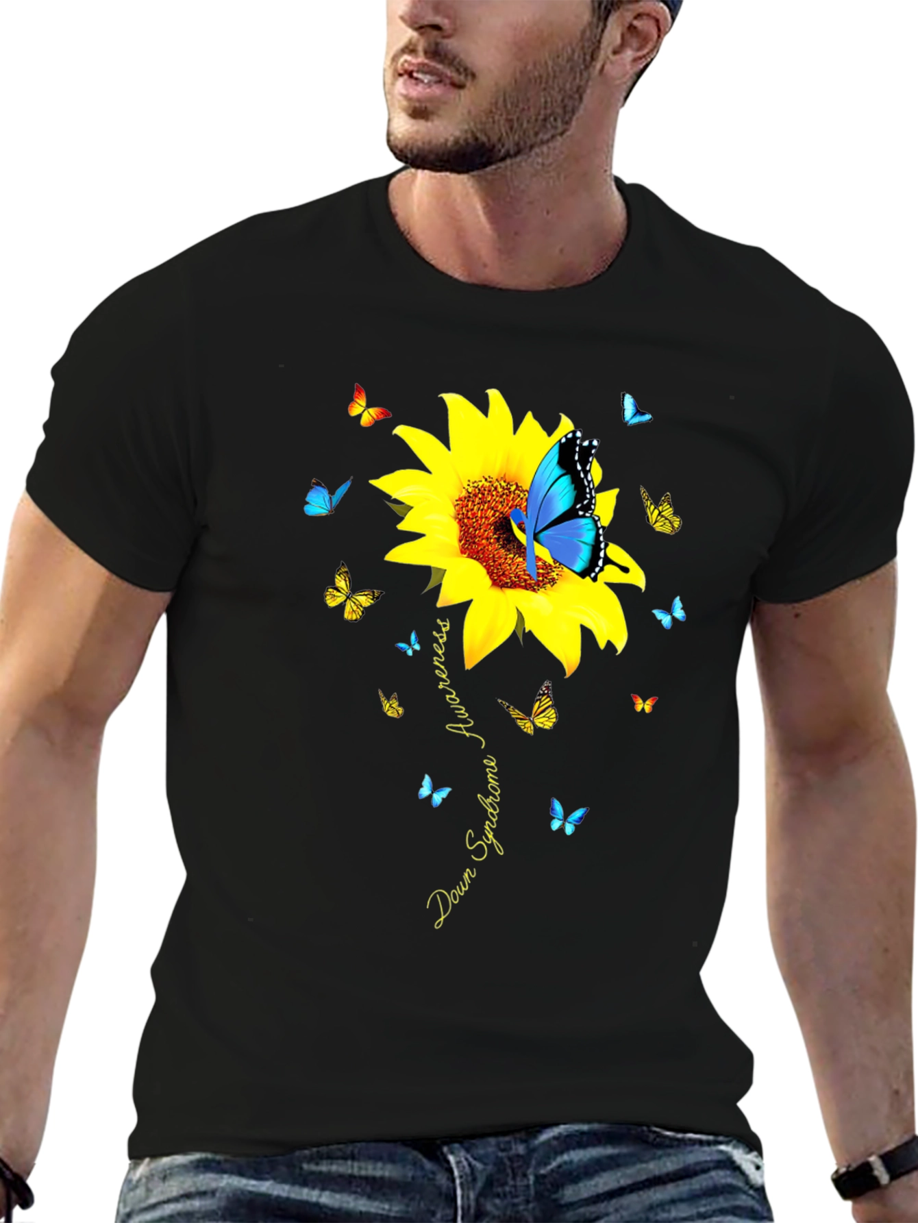 Down Syndrome Awareness Sunflower Butterfly T-Shirt