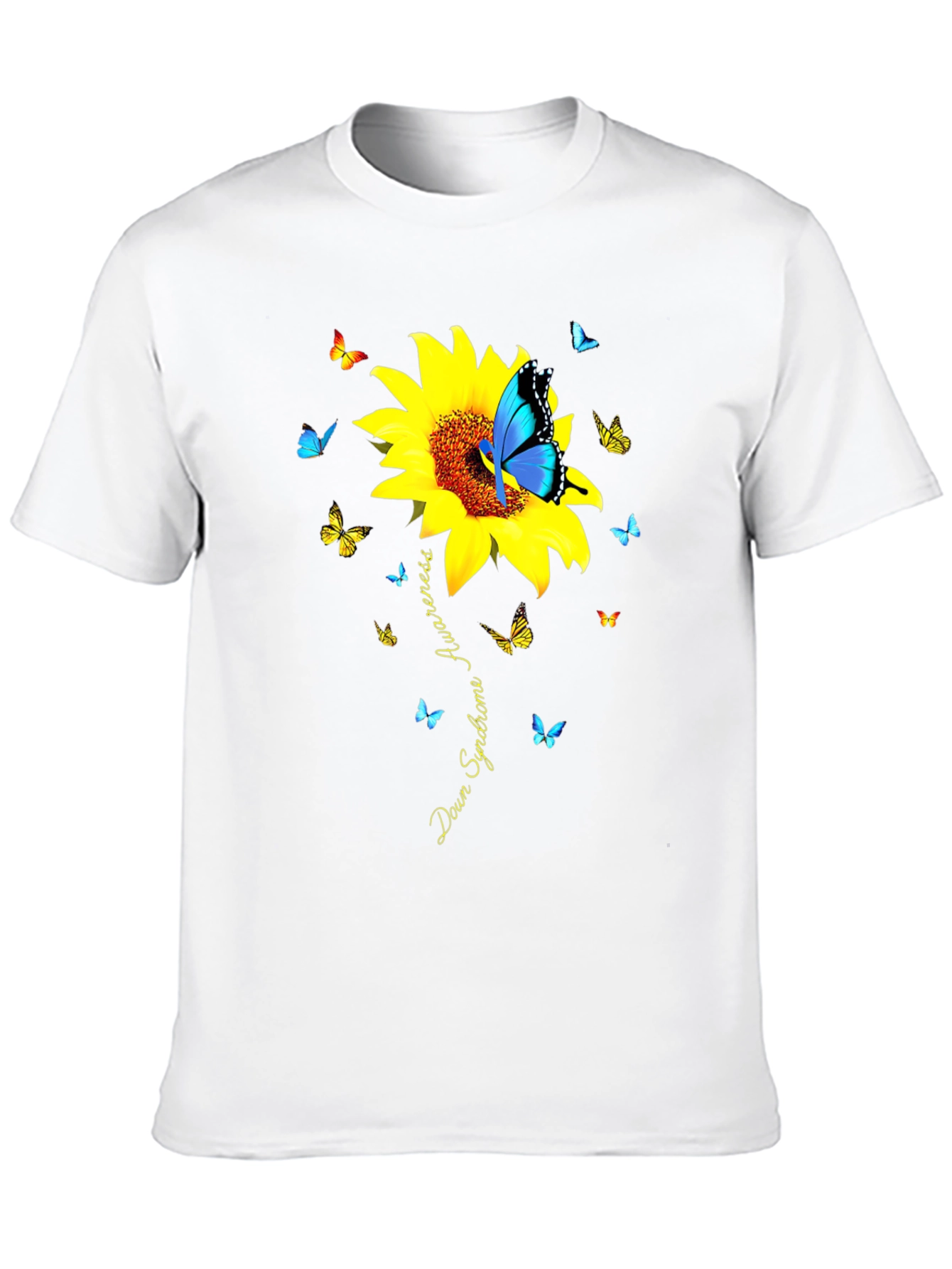 Down Syndrome Awareness Sunflower Butterfly T-Shirt
