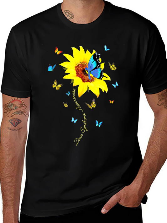 Down Syndrome Awareness Sunflower Butterfly T-Shirt