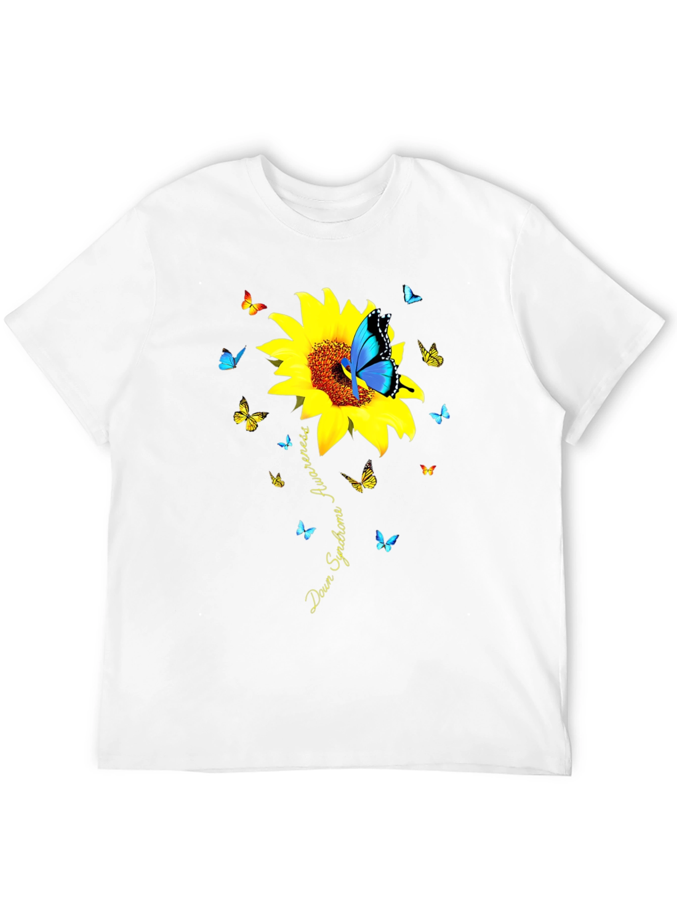 Down Syndrome Awareness Sunflower Butterfly T-Shirt