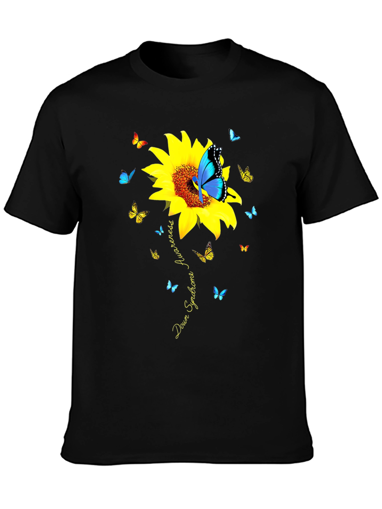 Down Syndrome Awareness Sunflower Butterfly T-Shirt
