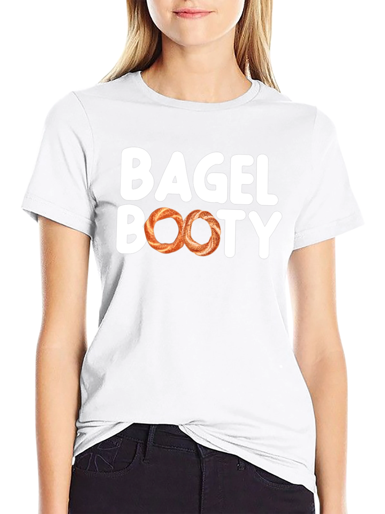 Bagel Booty Black Cotton T-Shirt