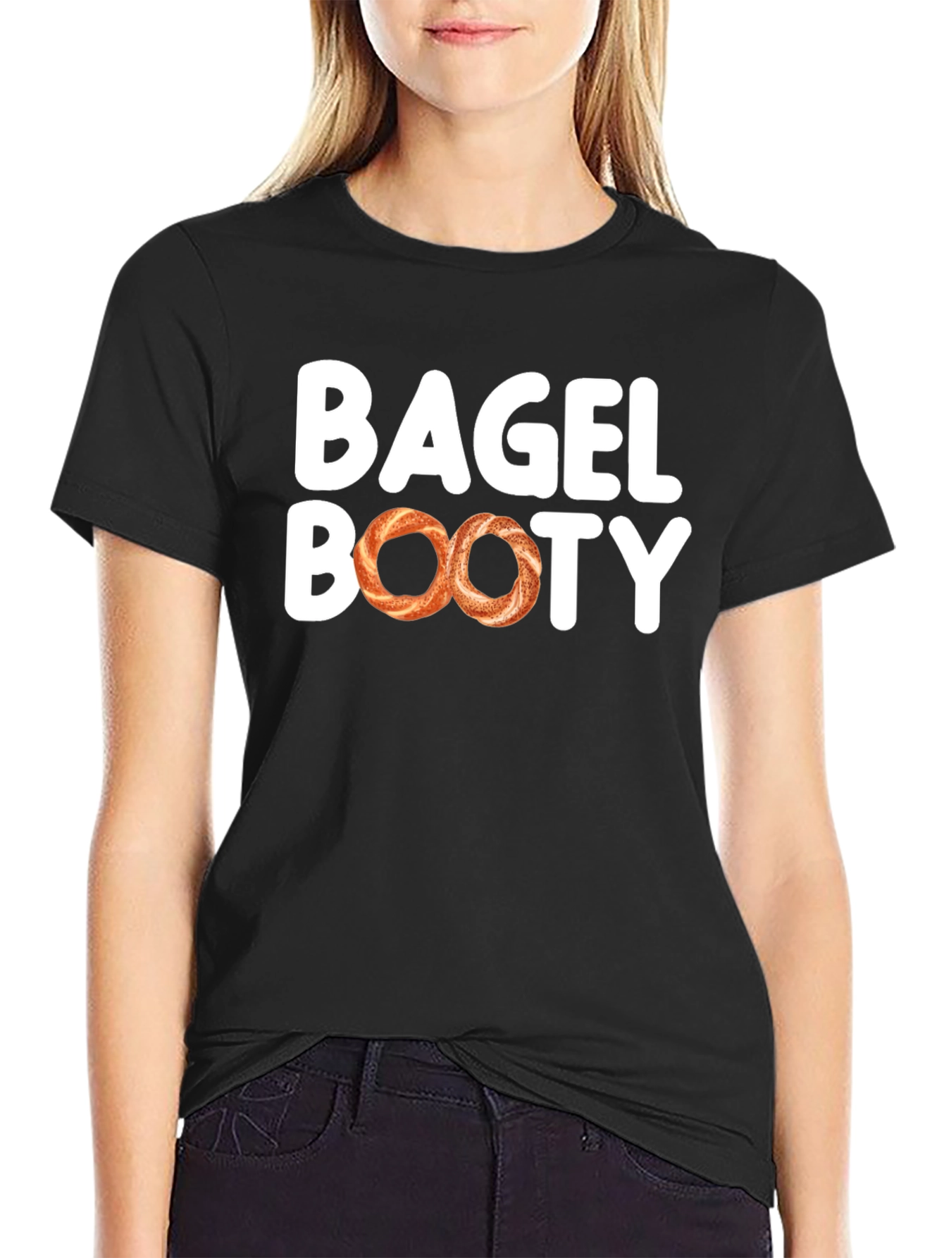Bagel Booty Black Cotton T-Shirt