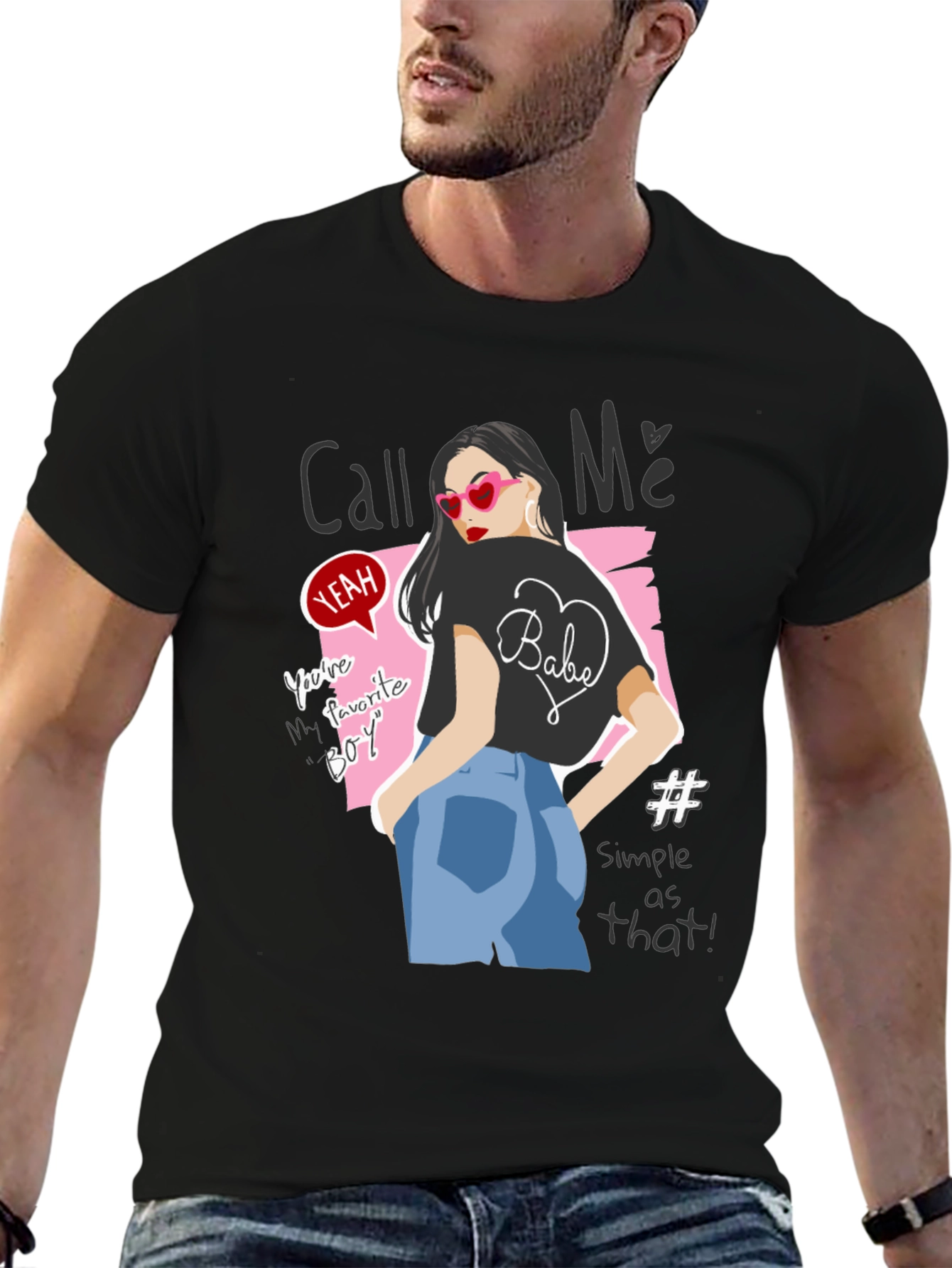 Stylish Graphic Tee - Call Me Design