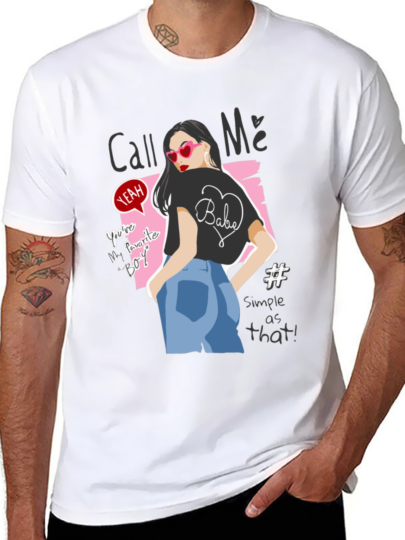 Stylish Graphic Tee - Call Me Design