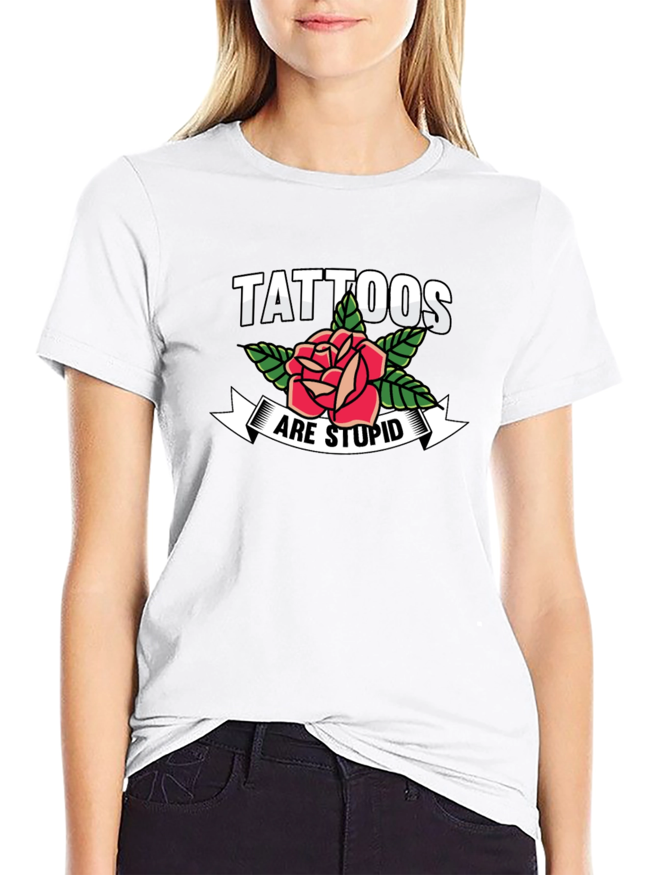 Tattoos Are Stupid Rose Graphic T-Shirt