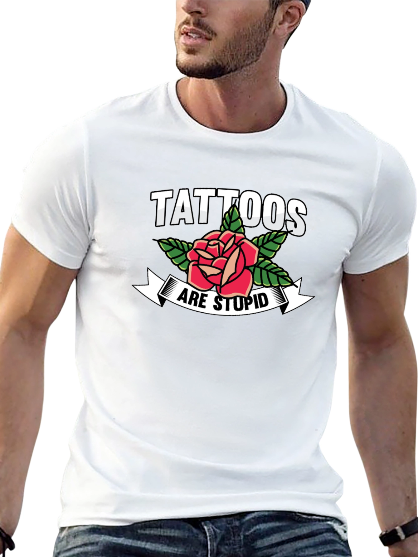 Tattoos Are Stupid Rose Graphic T-Shirt