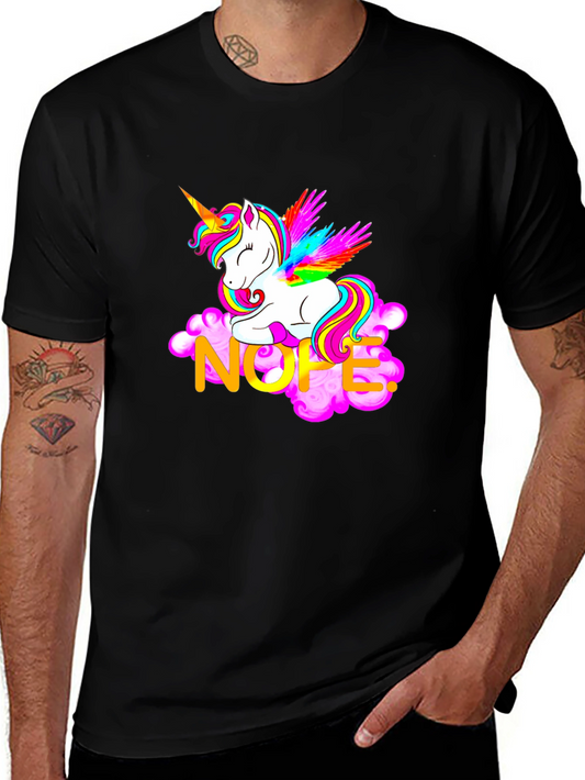 Unicorn Nope Graphic T-Shirt - Casual Cotton Tee
