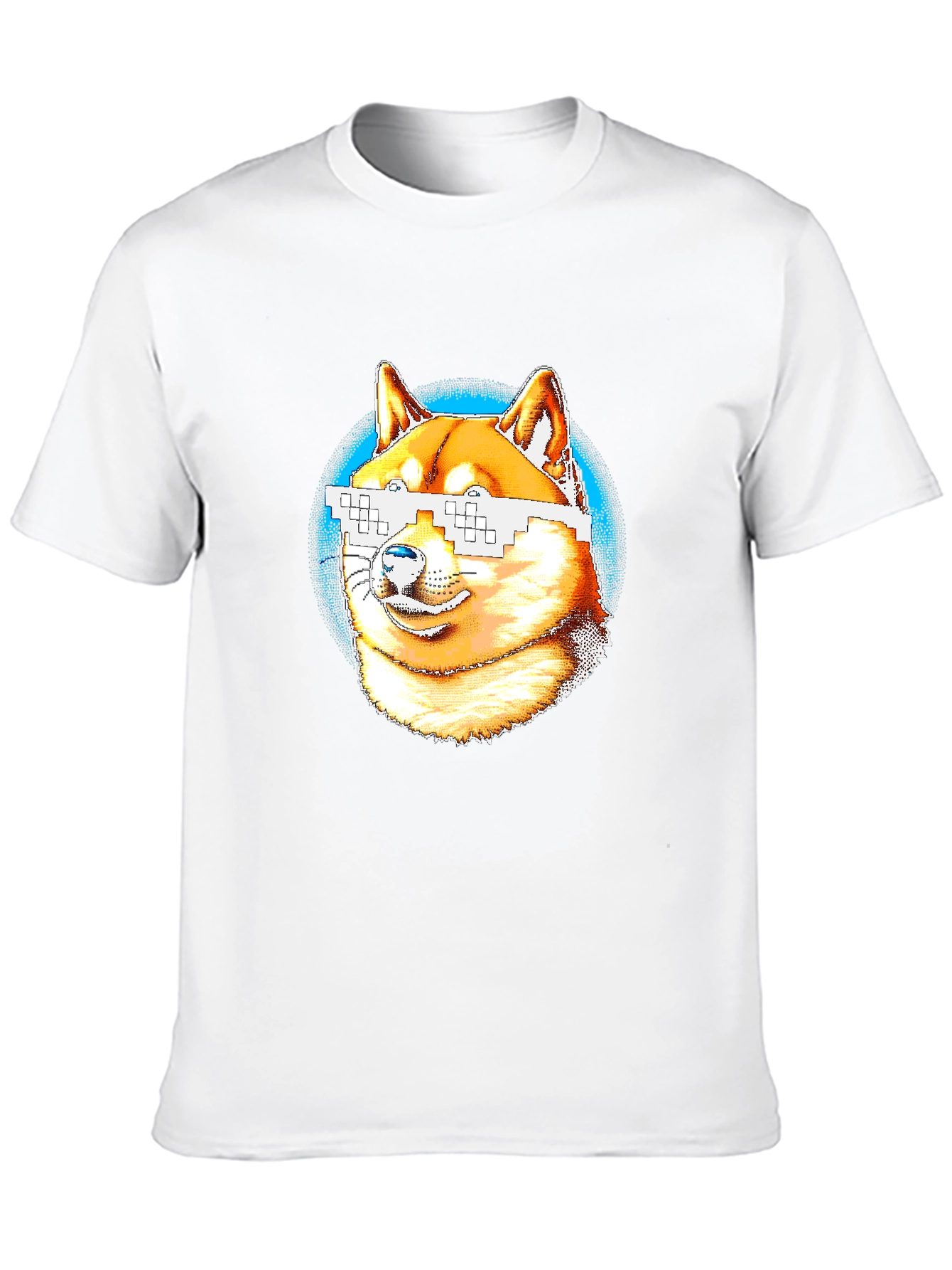 Doge Meme Pixel Sunglasses T-Shirt - Black