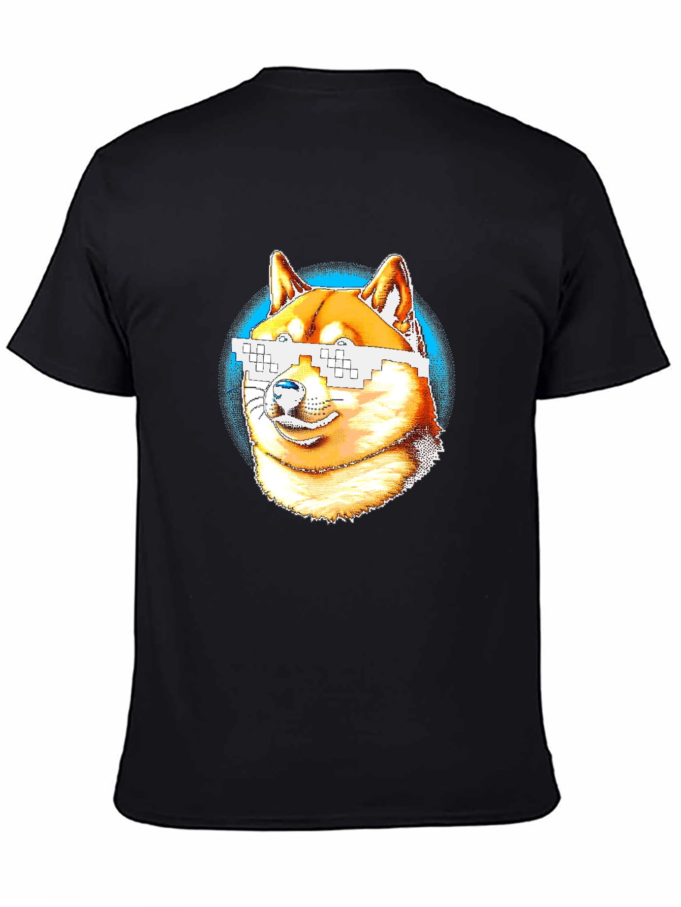 Doge Meme Pixel Sunglasses T-Shirt - Black