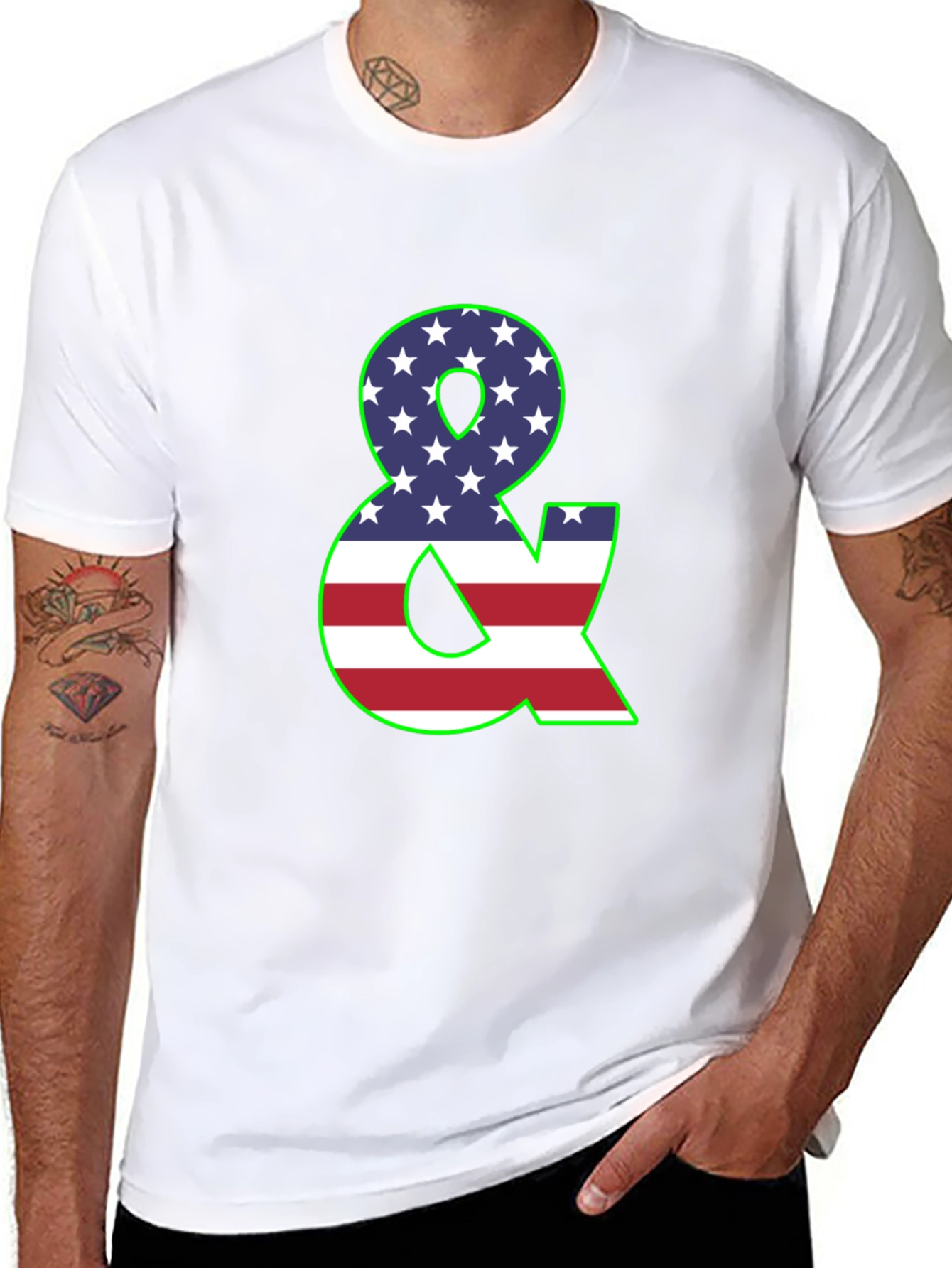 American Flag Ampersand Graphic Black T-Shirt
