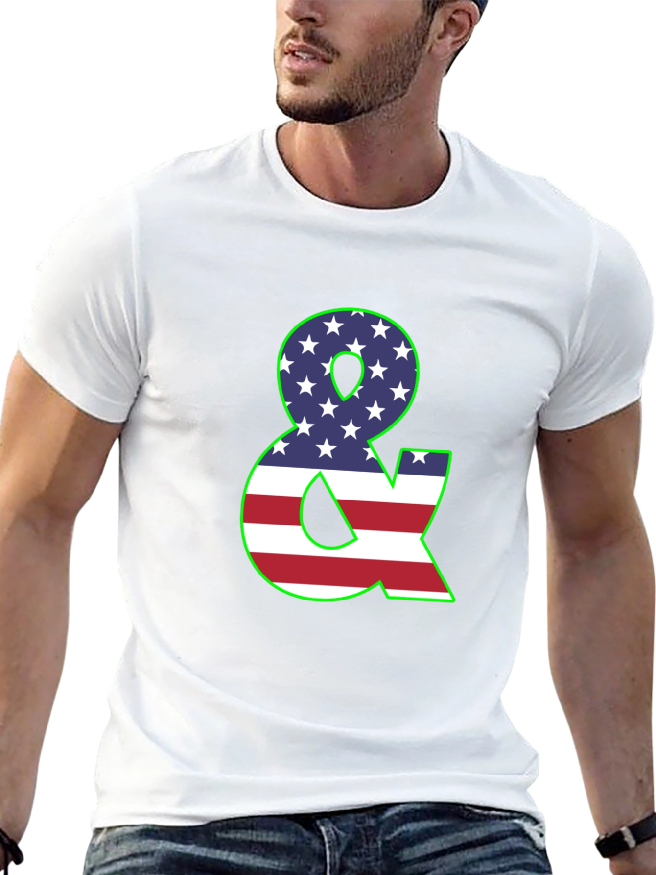 American Flag Ampersand Graphic Black T-Shirt