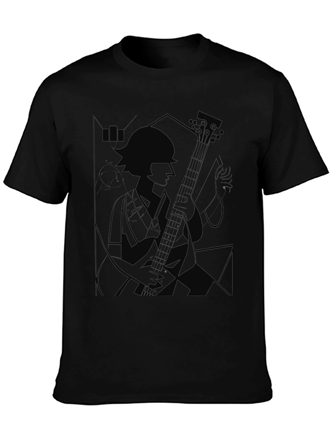 Silhouette Guitar Player Graphic Tee - Black