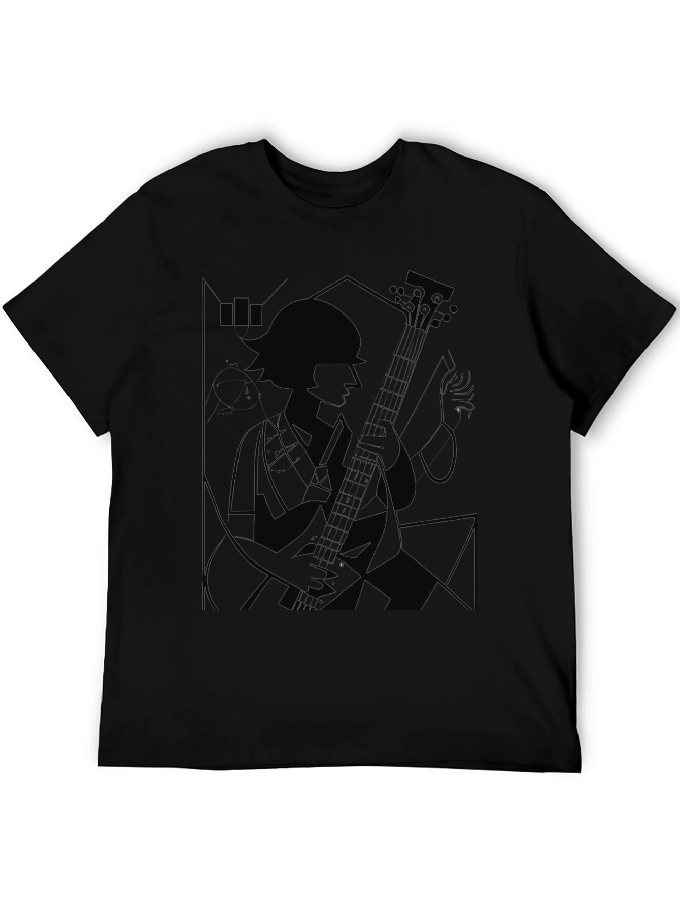 Silhouette Guitar Player Graphic Tee - Black