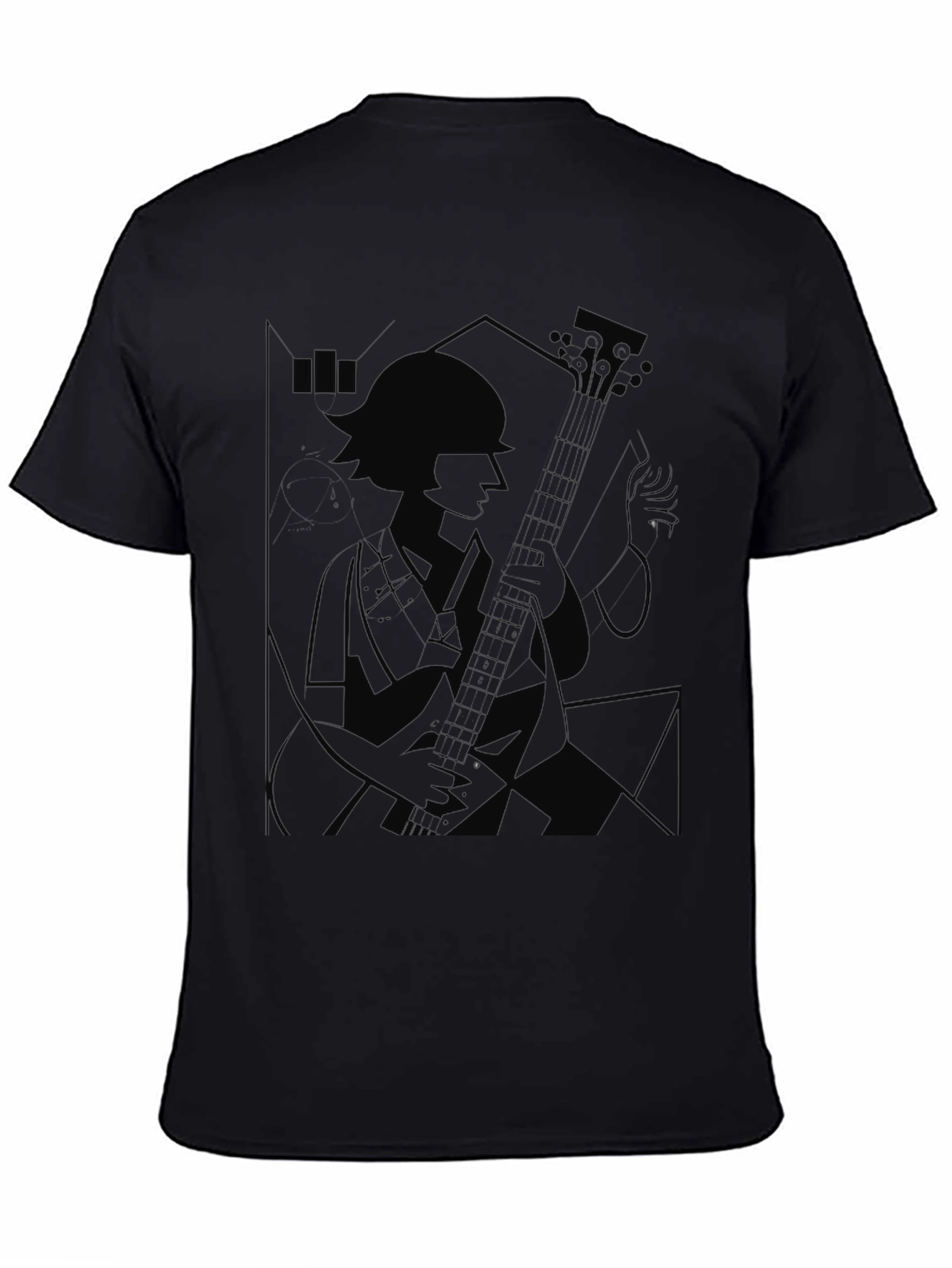 Silhouette Guitar Player Graphic Tee - Black
