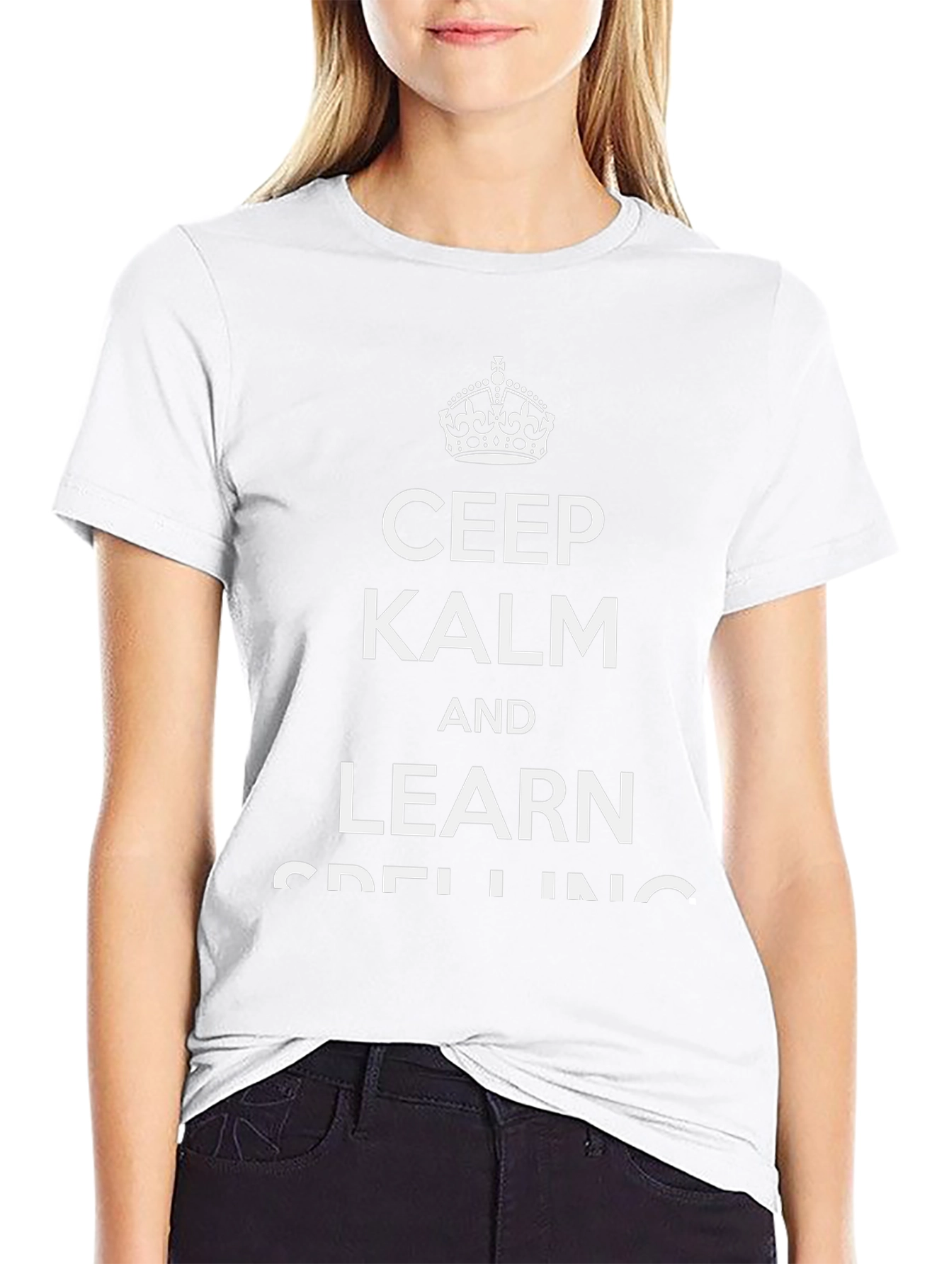 Keep Kalm Learn Spelling Black Graphic Tee