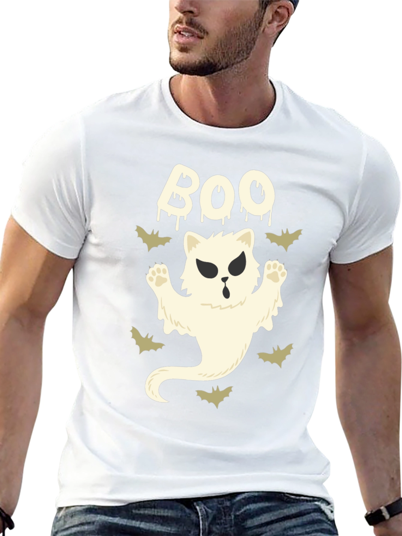 Boo Cat Ghost T-Shirt - Halloween Tee