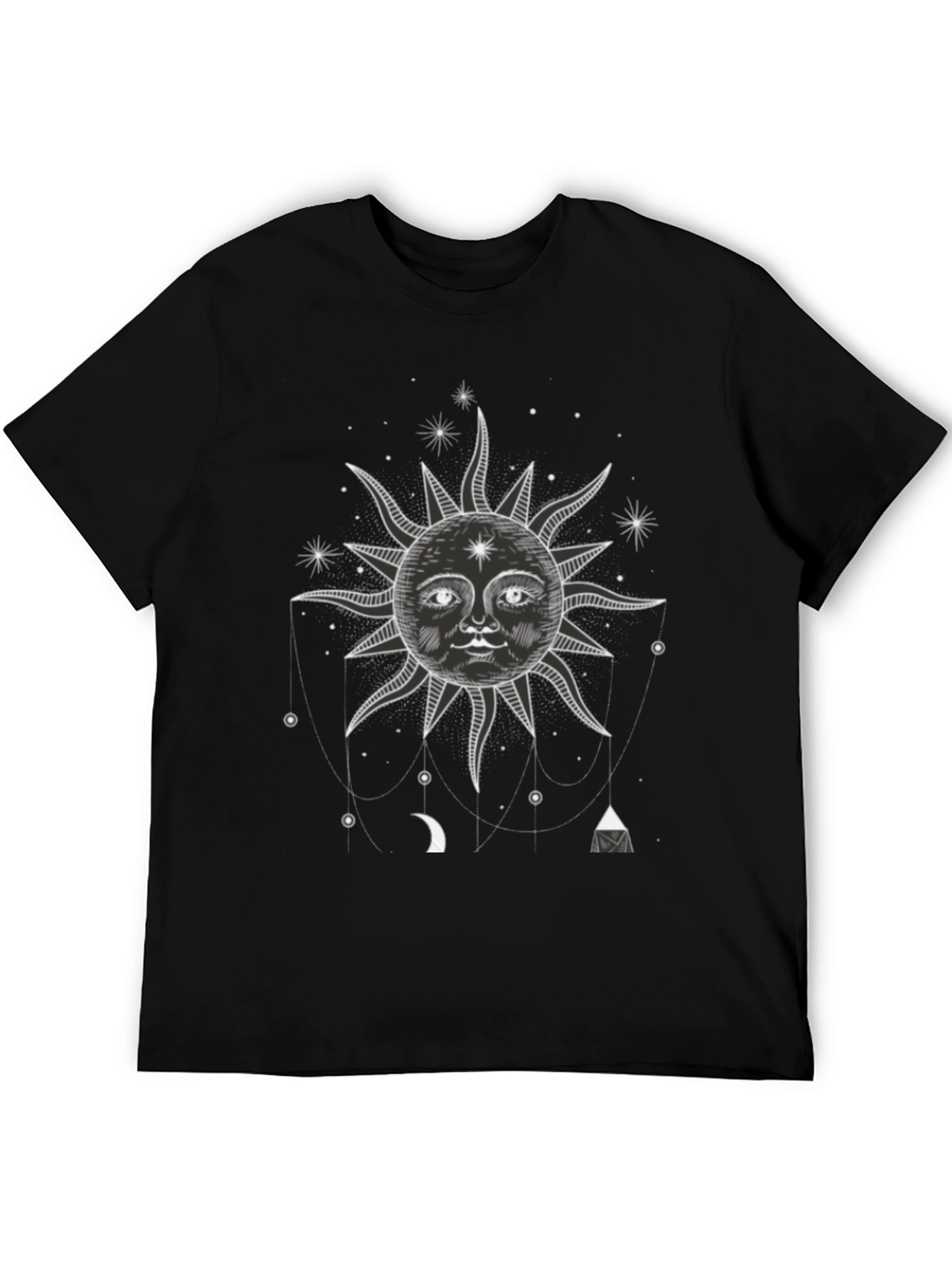 Celestial Sun Graphic Tee - Black Cotton T-Shirt