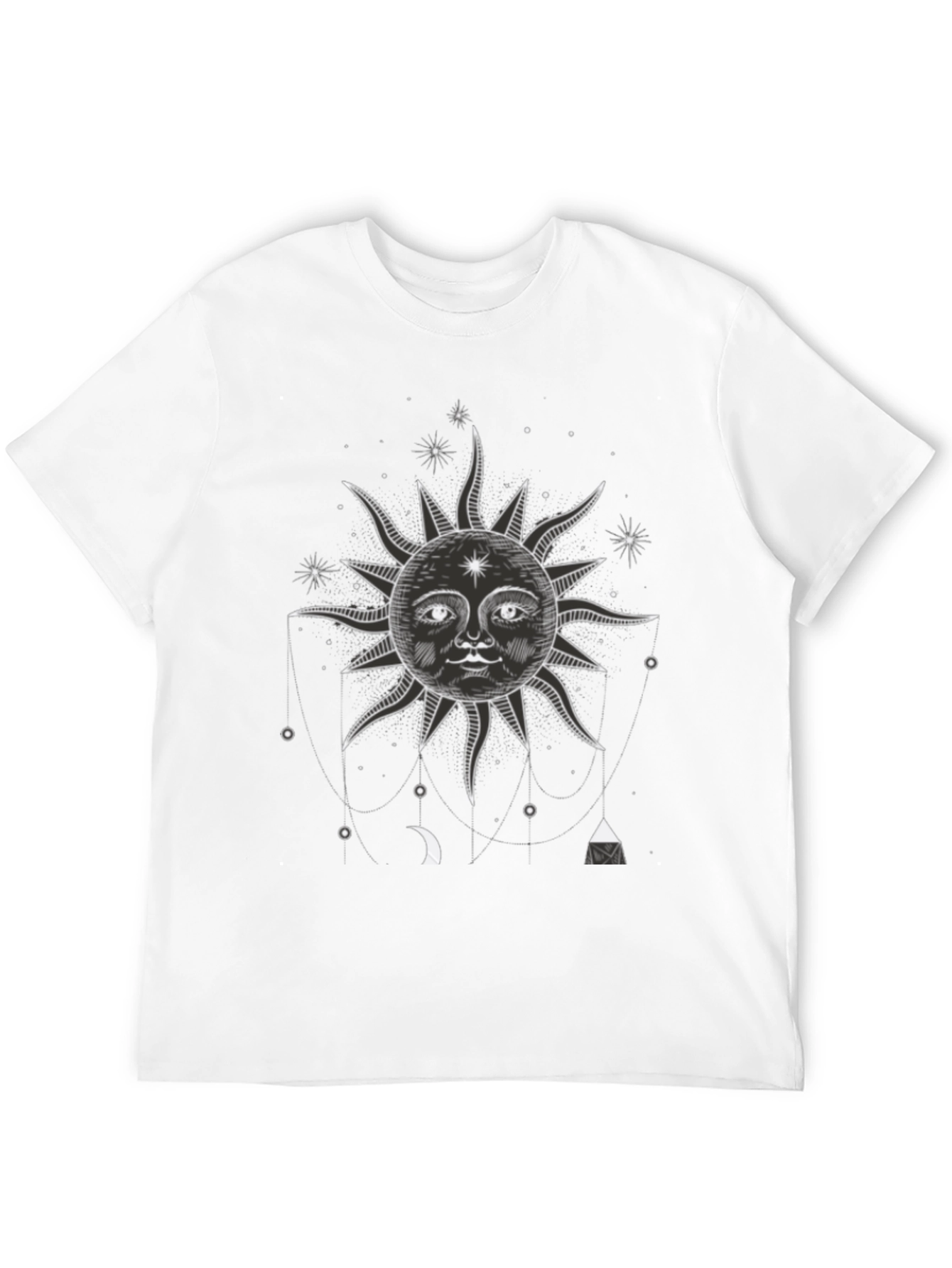 Celestial Sun Graphic Tee - Black Cotton T-Shirt