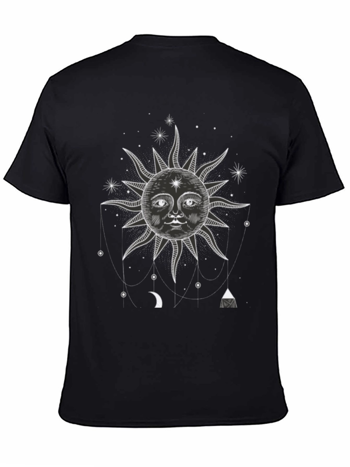 Celestial Sun Graphic Tee - Black Cotton T-Shirt