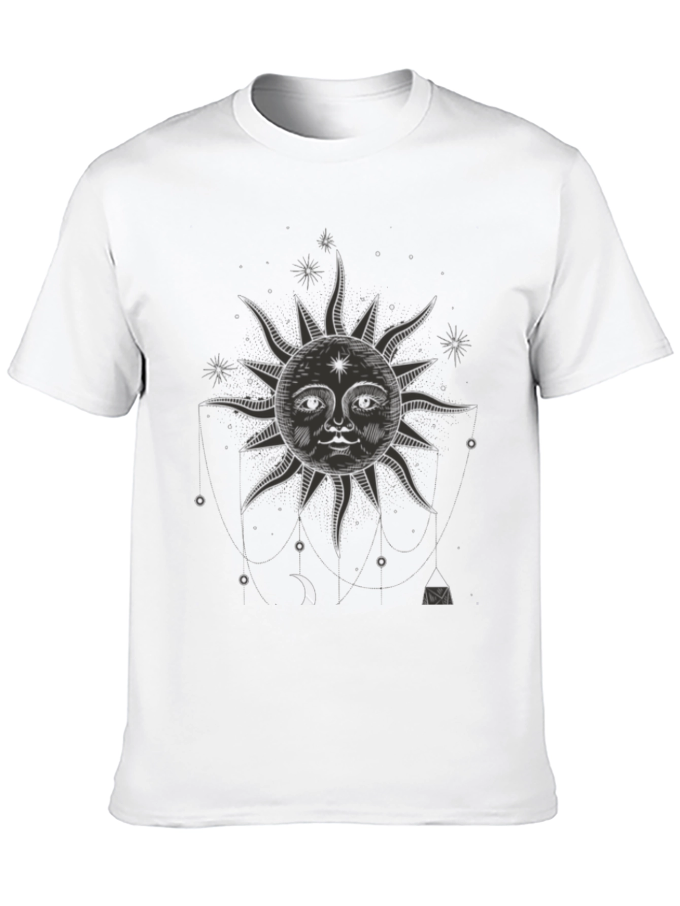 Celestial Sun Graphic Tee - Black Cotton T-Shirt