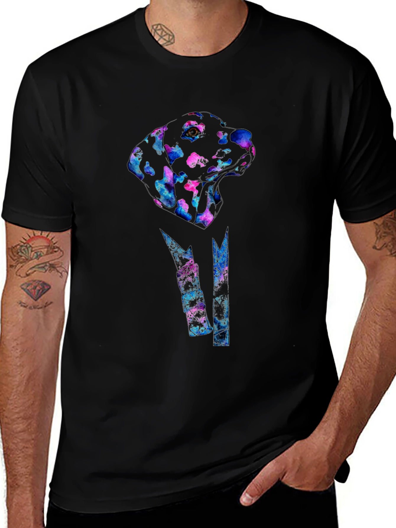 Abstract Dog Print Black T-Shirt