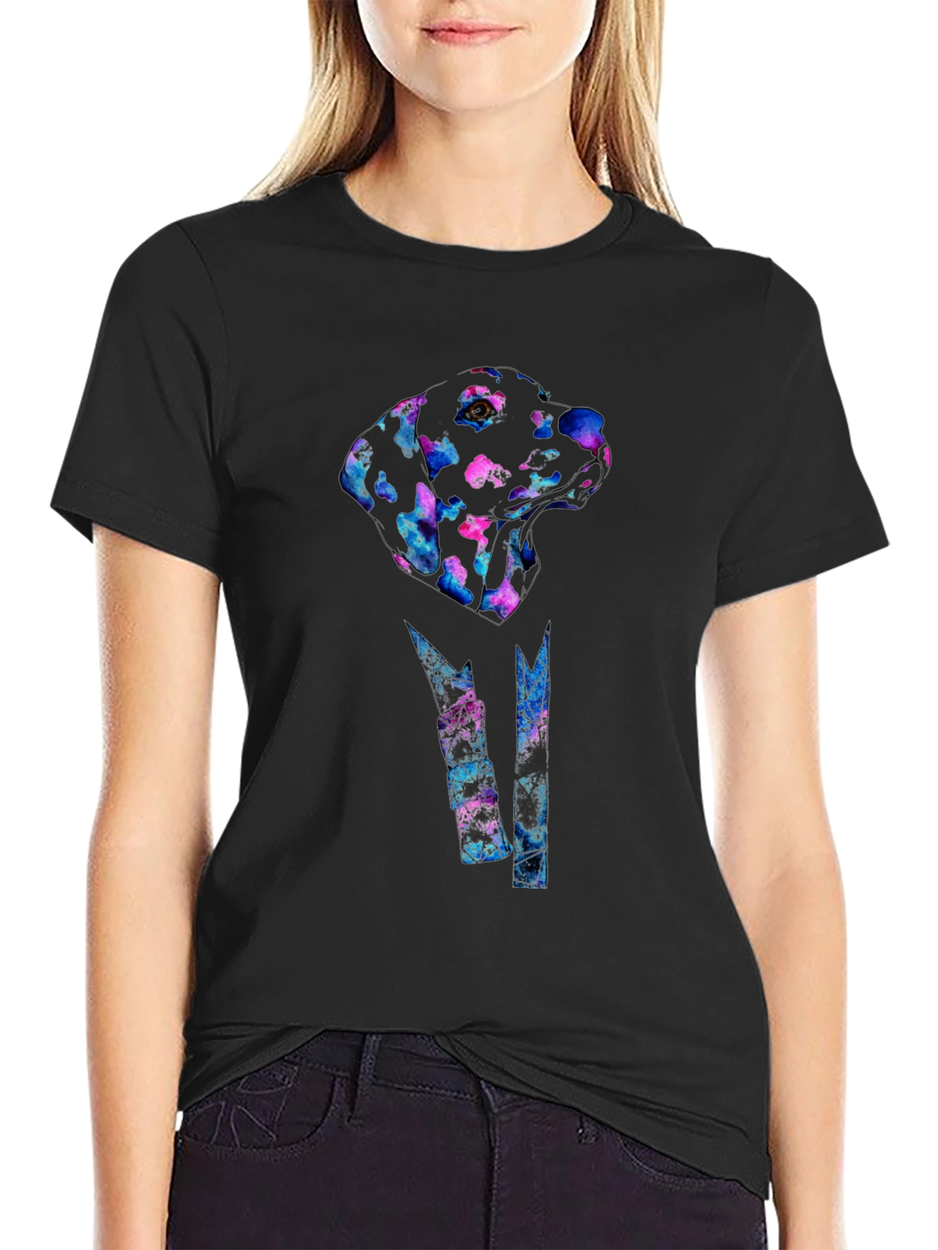 Abstract Dog Print Black T-Shirt