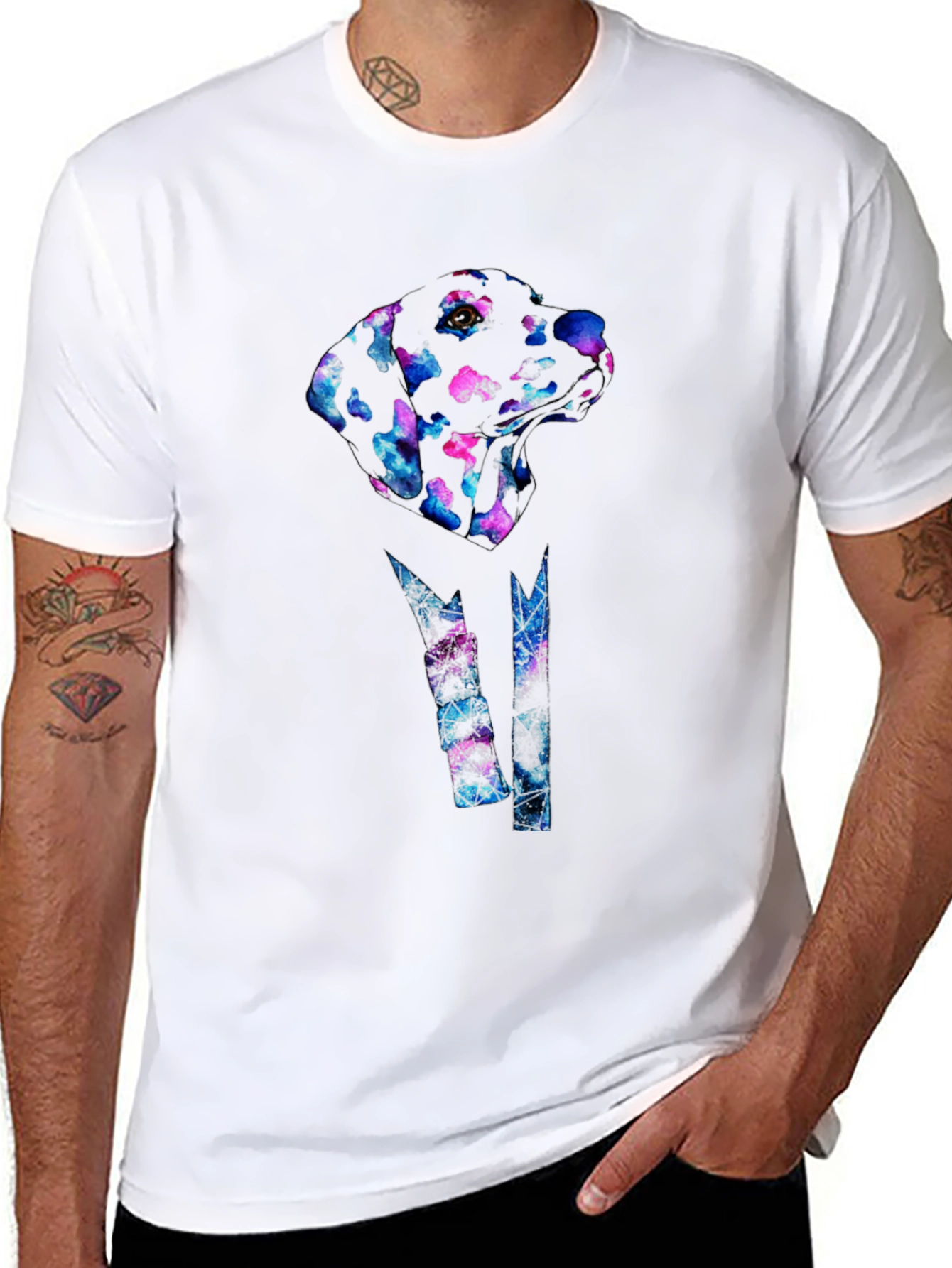 Abstract Dog Print Black T-Shirt
