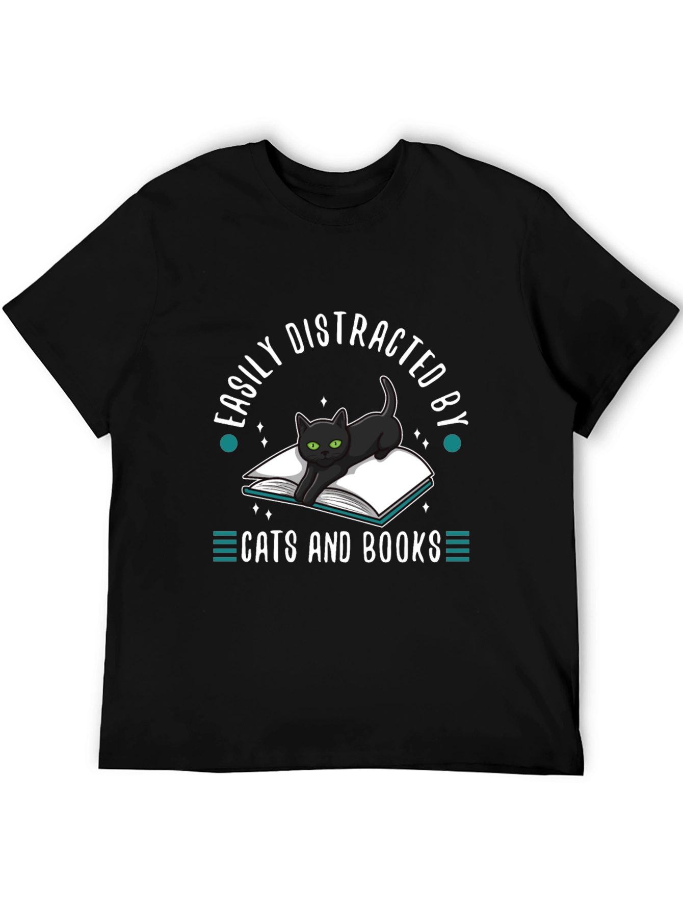 Easily Distracted by Cats and Books T-Shirt