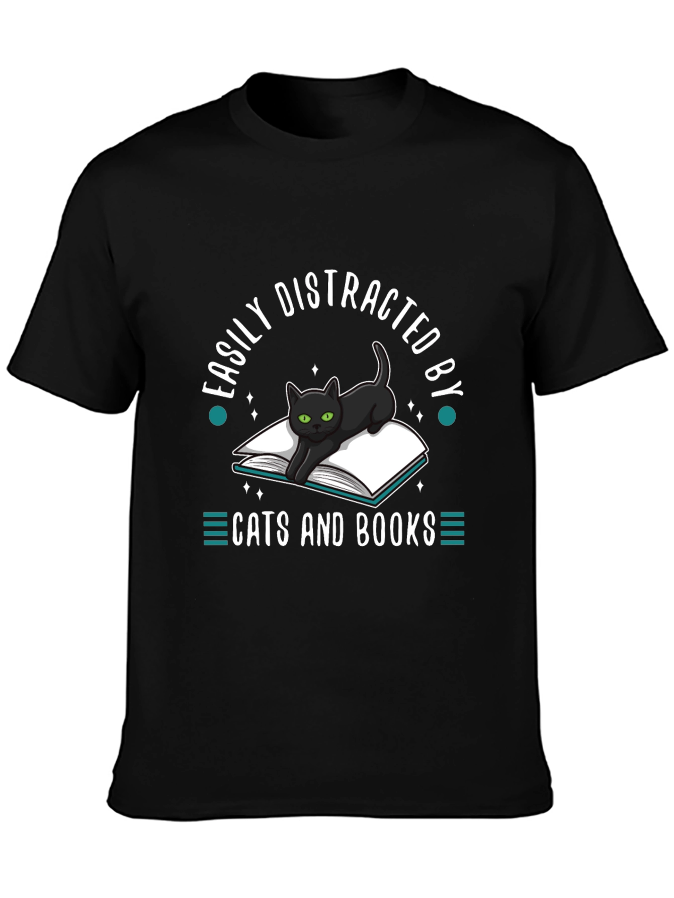 Easily Distracted by Cats and Books T-Shirt