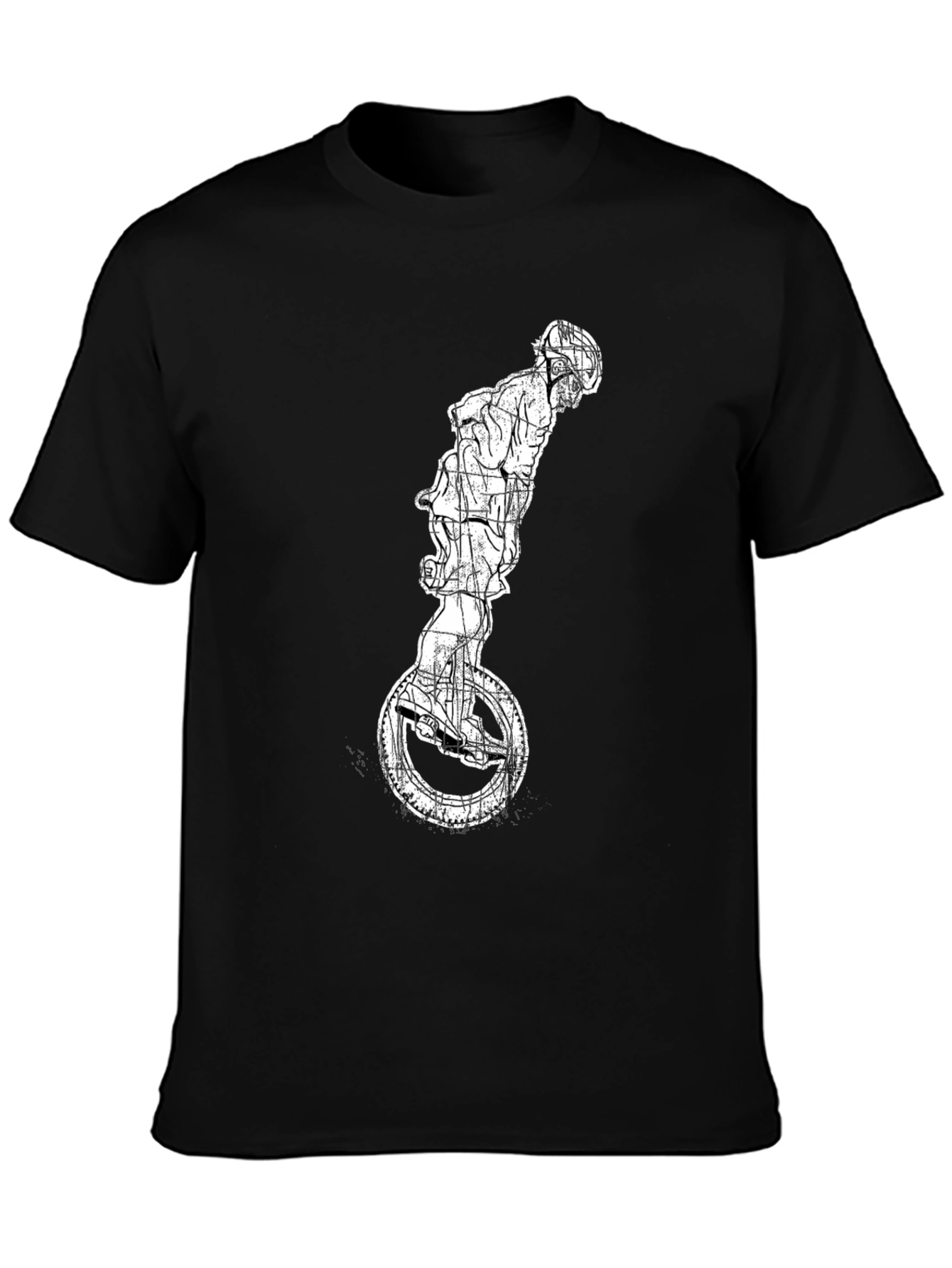 Unicycle Rider Graphic Tee - Cool Black T-Shirt