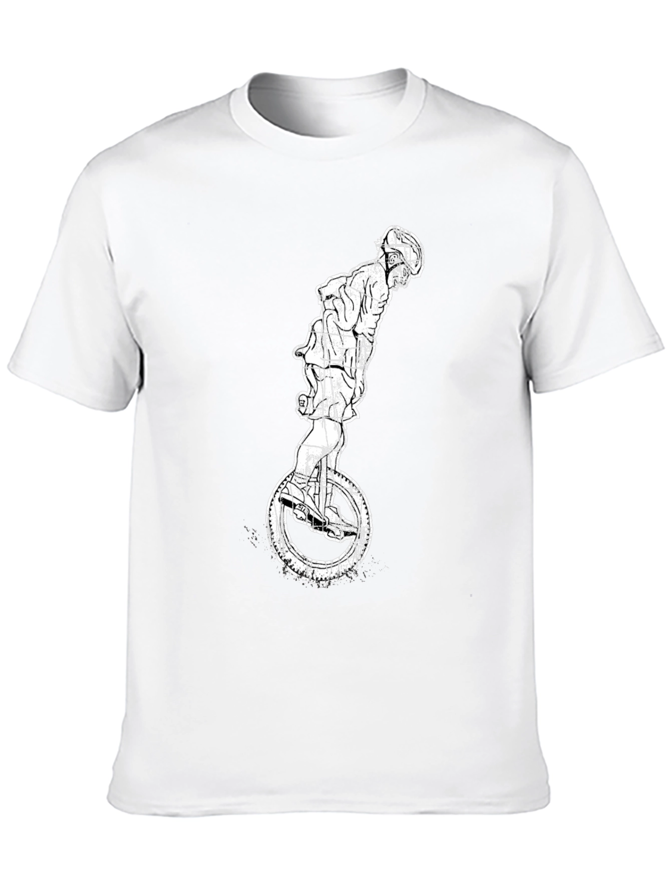 Unicycle Rider Graphic Tee - Cool Black T-Shirt