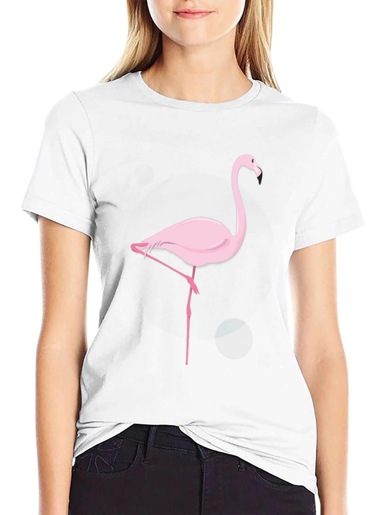 Pink Flamingo Graphic Black T-Shirt