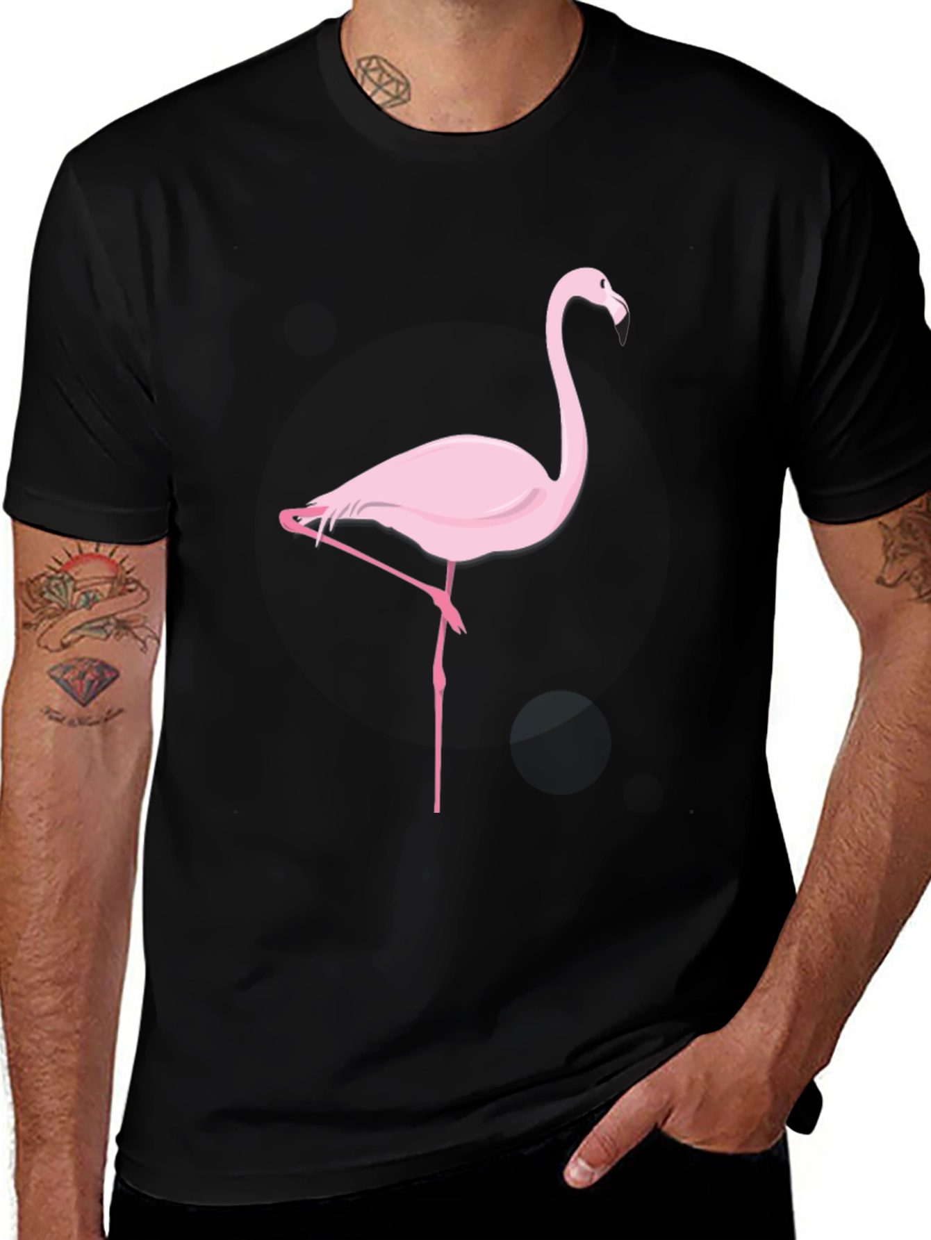 Pink Flamingo Graphic Black T-Shirt